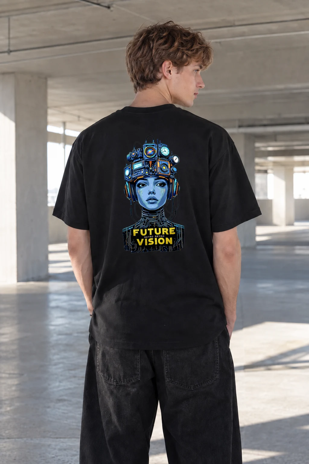 "Future Retro Vision" Heavyweight Unisex Crewneck T-shirt | Gildan 5000