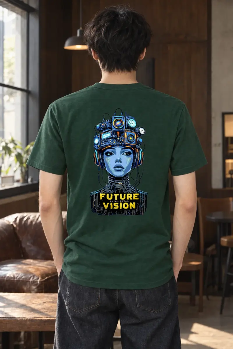 "Future Retro Vision" Heavyweight Unisex Crewneck T-shirt