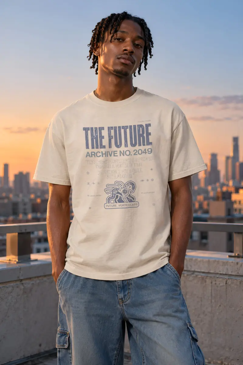 "Future Vortex Archive" Heavyweight Unisex Crewneck T-shirt