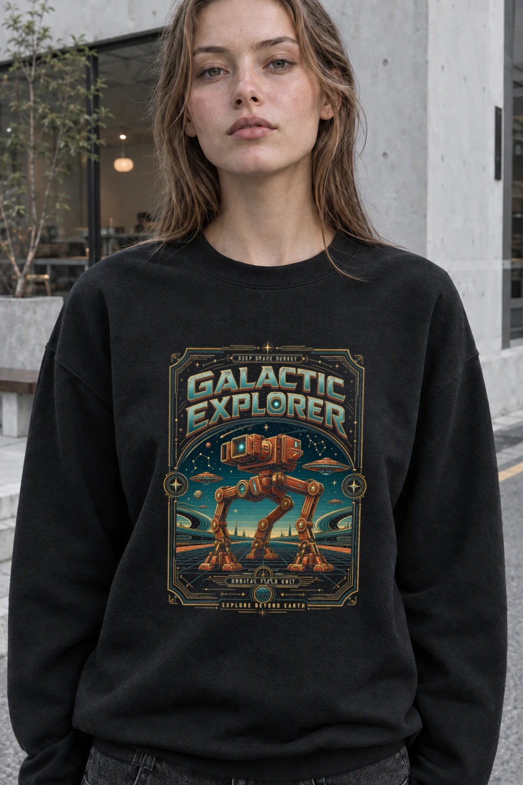 "Galactic Explorer" Unisex Sponge Fleece Crewneck Sweatshirt | Bella + Canvas 3901
