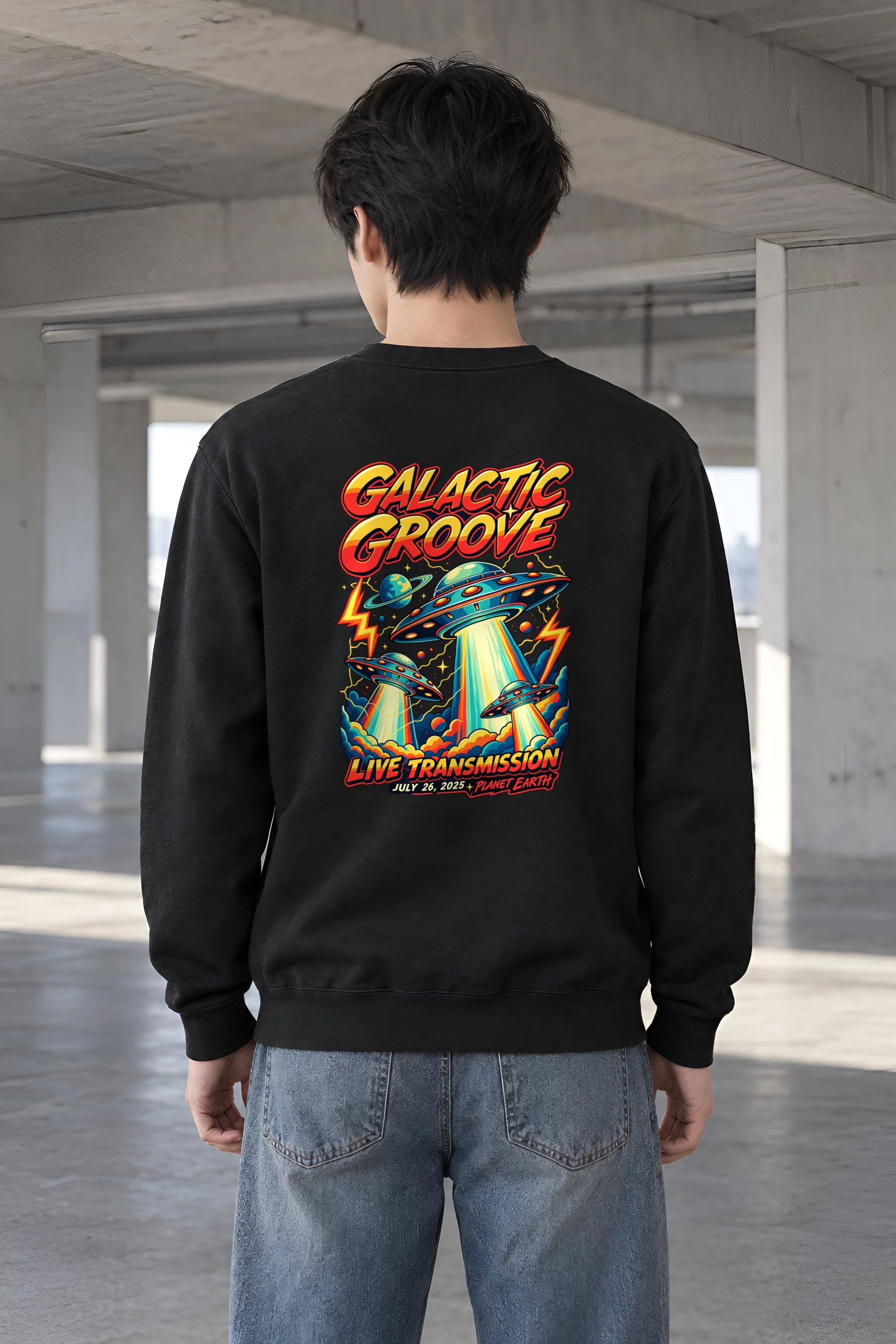 "Galactic Groove" Heavy Blend Unisex Crewneck Sweatshirt