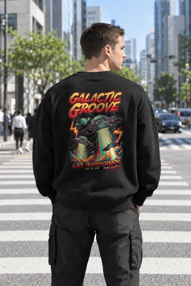 “Galactic Groove” Heavy Blend Unisex Crewneck Sweatshirt | Gildan 18000