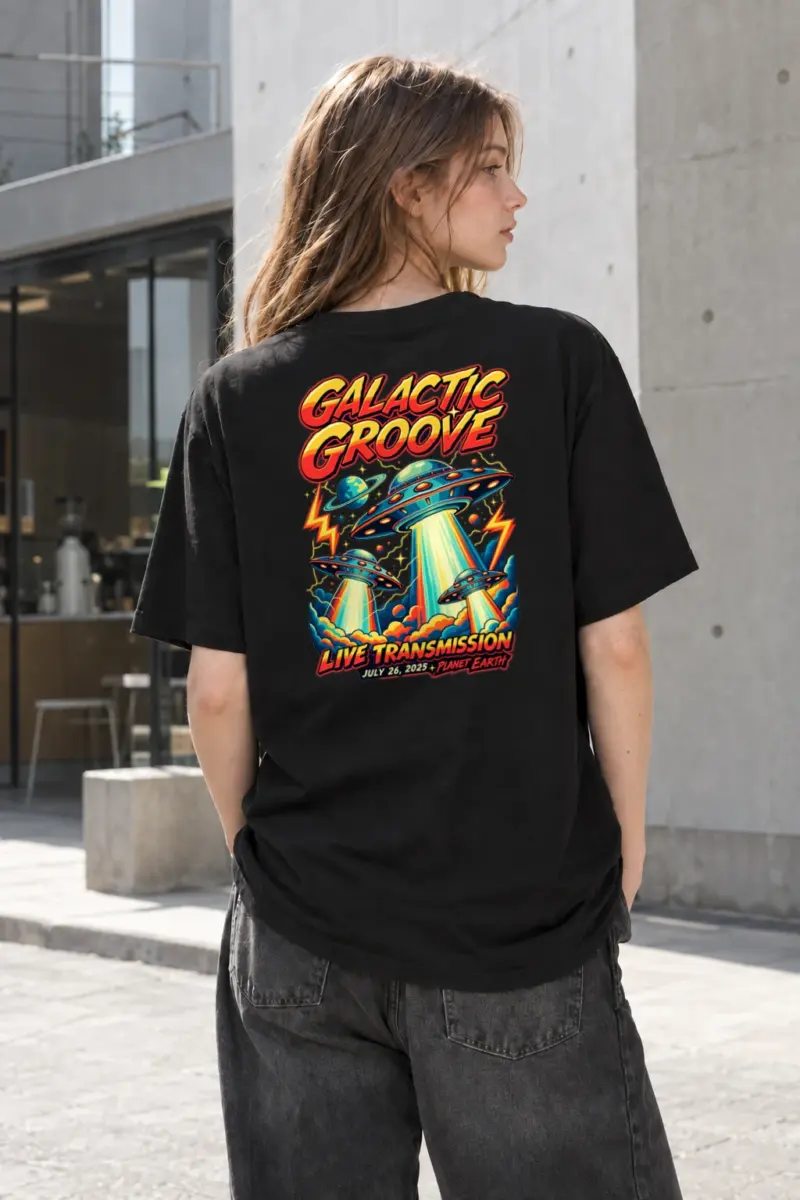 "Galactic Groove Transmission" Heavyweight Unisex Crewneck T-shirt | Gildan 5000
