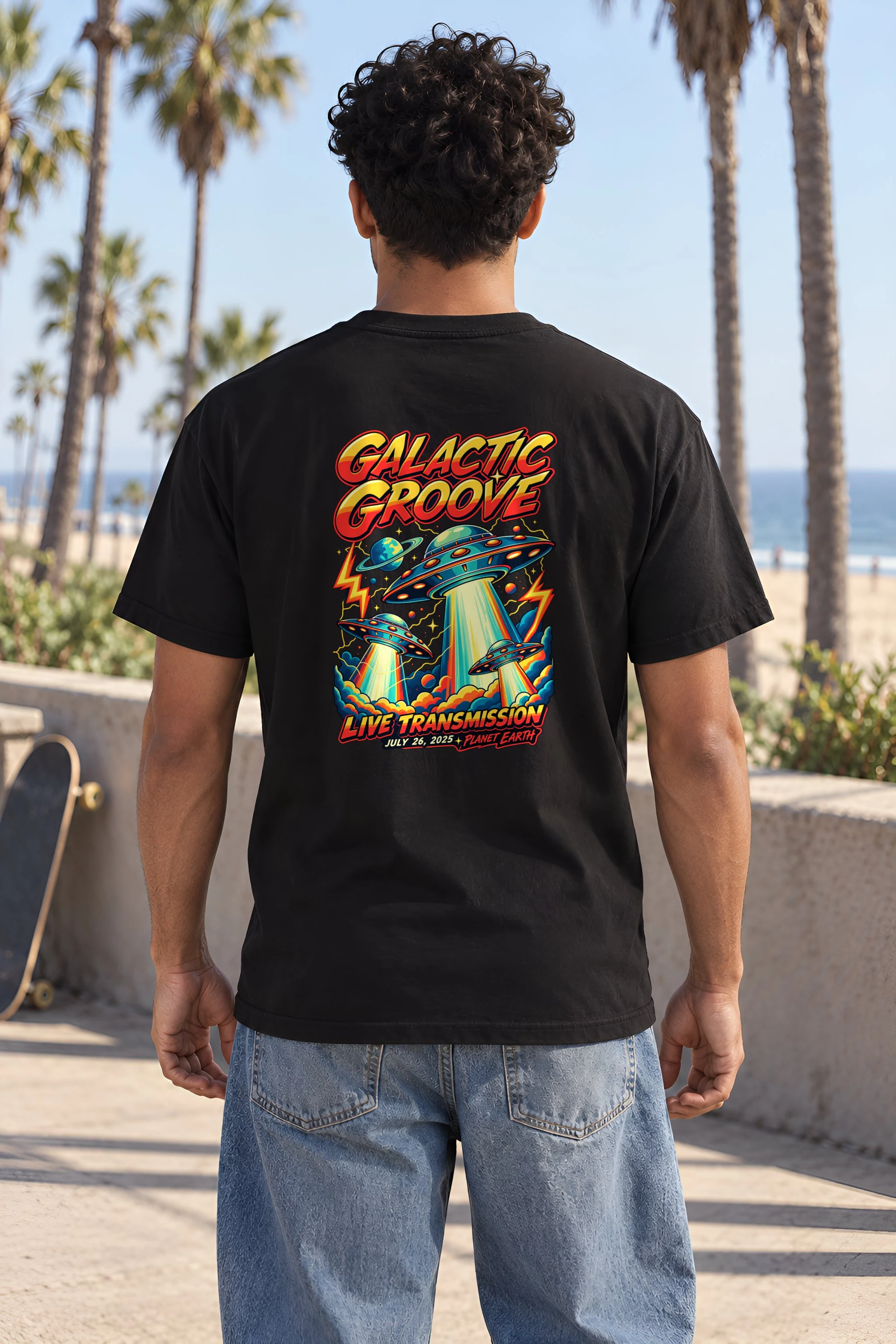 "Galactic Groove Transmission" Heavyweight Unisex Crewneck T-shirt