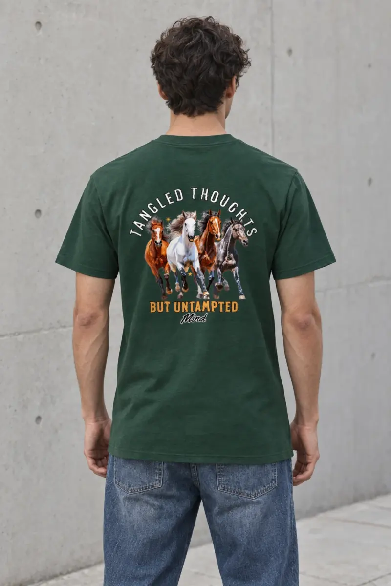 "Galloping Horses" Heavyweight Unisex Crewneck T-shirt | Gildan 5000