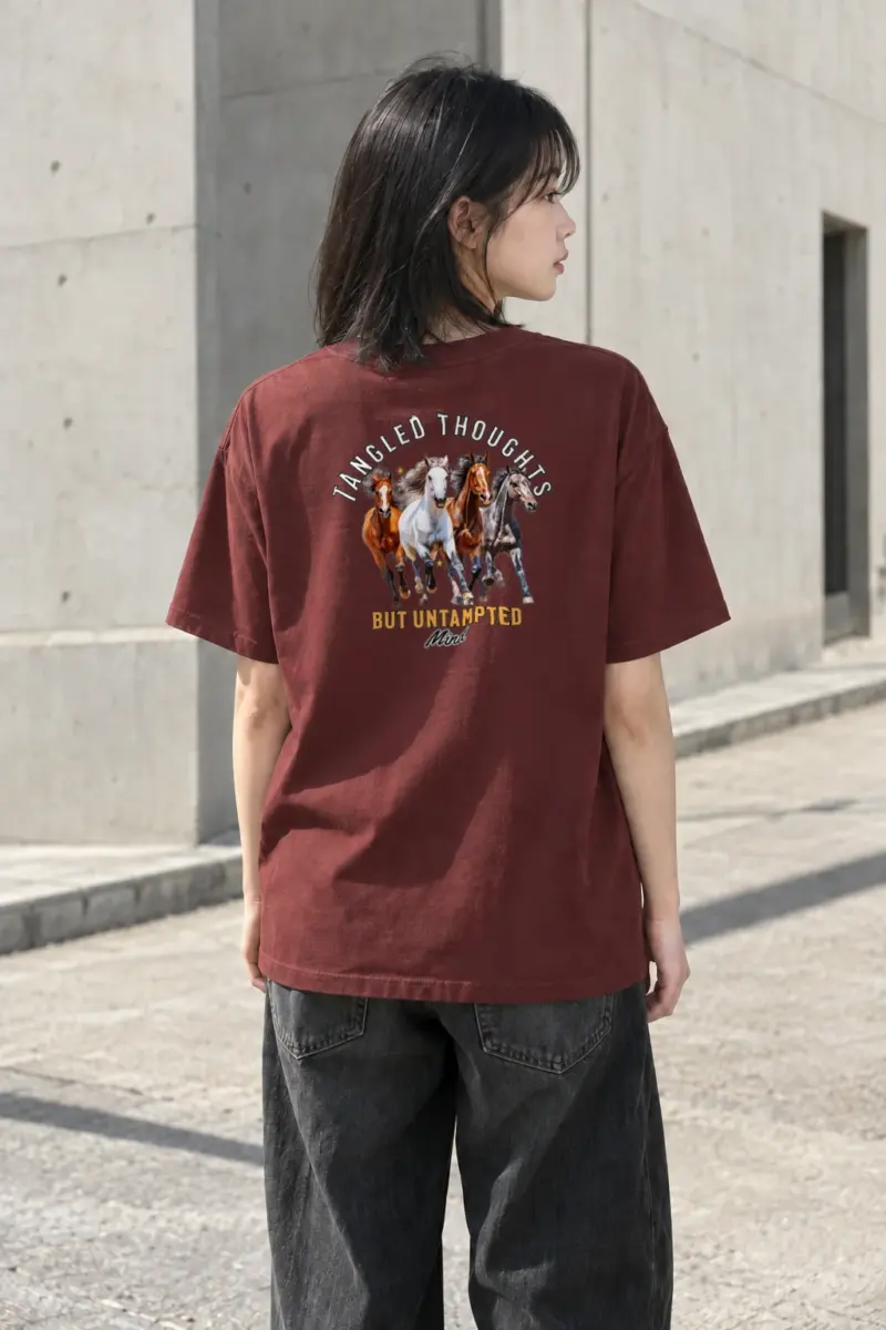 "Galloping Horses" Heavyweight Unisex Crewneck T-shirt | Gildan 5000