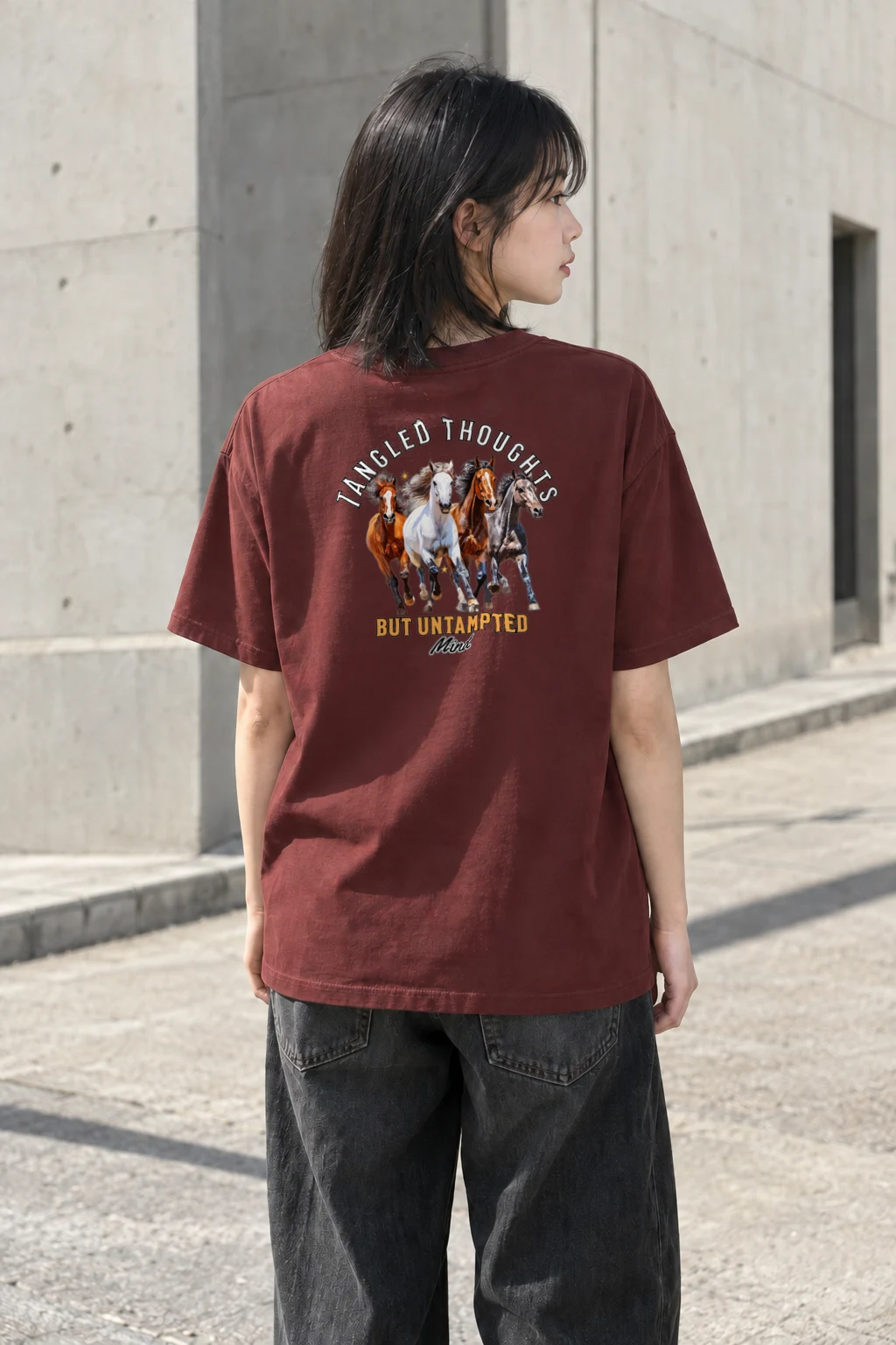 "Galloping Horses" Heavyweight Unisex Crewneck T-shirt | Gildan 5000