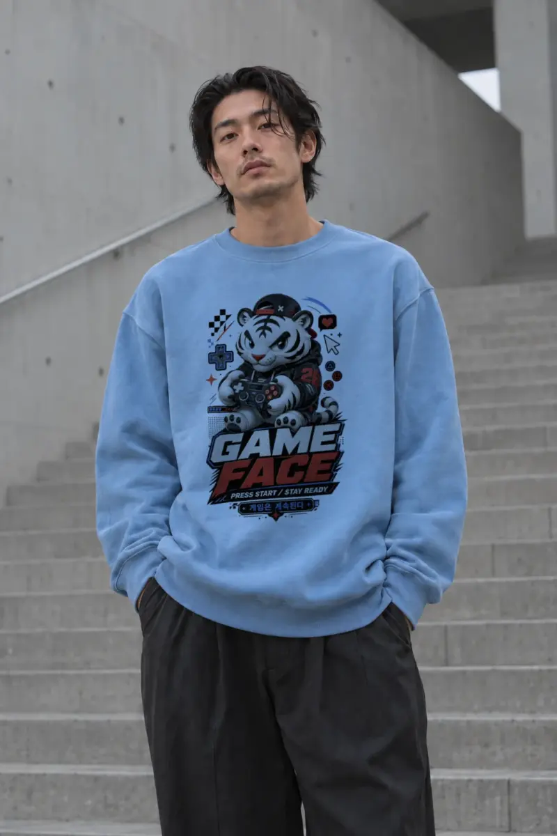 “Game Face” Heavy Blend Unisex Crewneck Sweatshirt | Gildan 18000