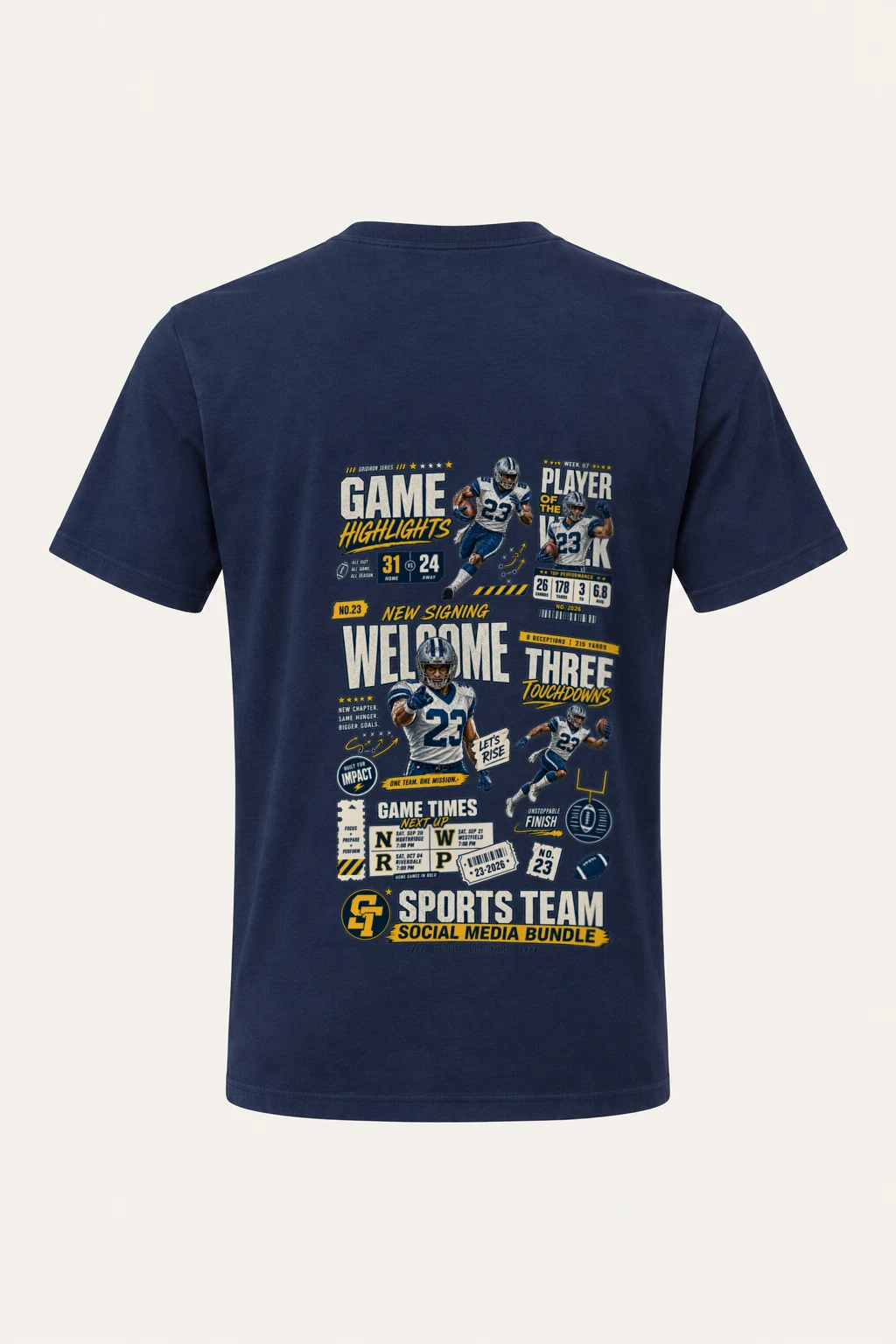 "Game Highlights" Heavyweight Unisex Crewneck T-shirt | Gildan 5000