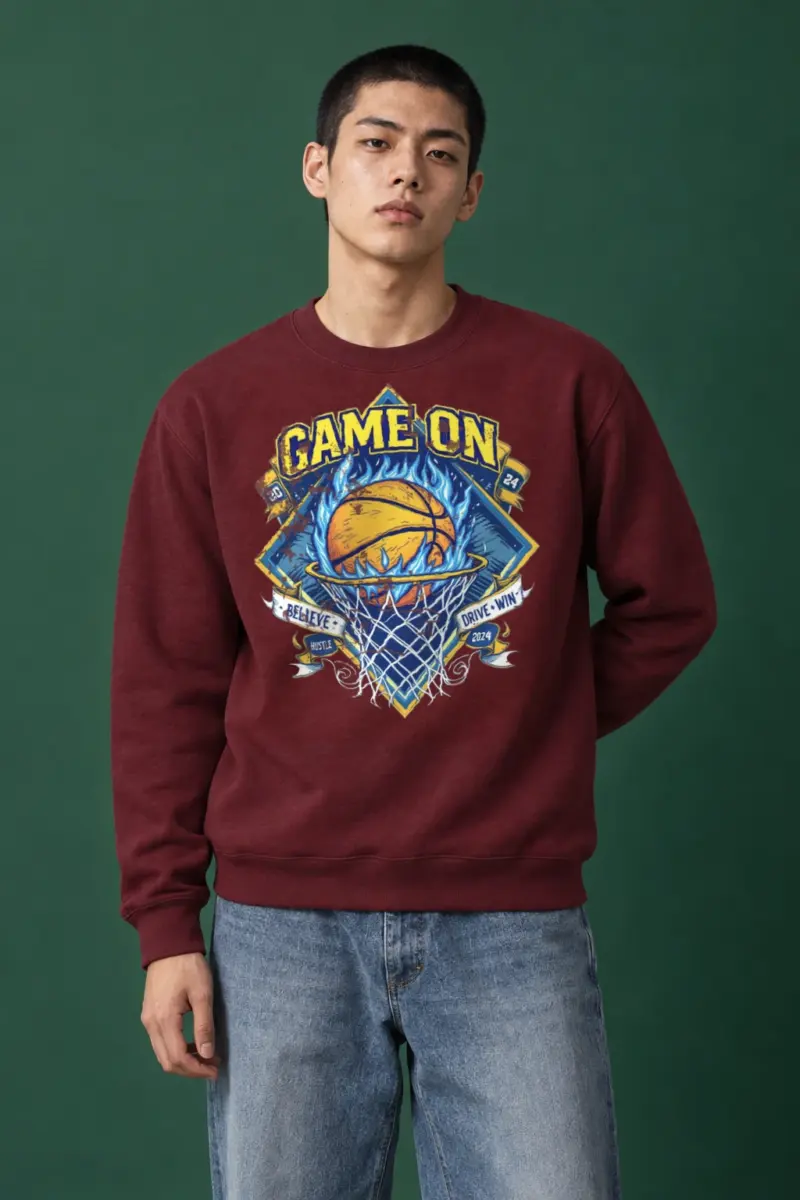 "Game On Emblem" Heavy Blend Unisex Crewneck Sweatshirt | Gildan 18000
