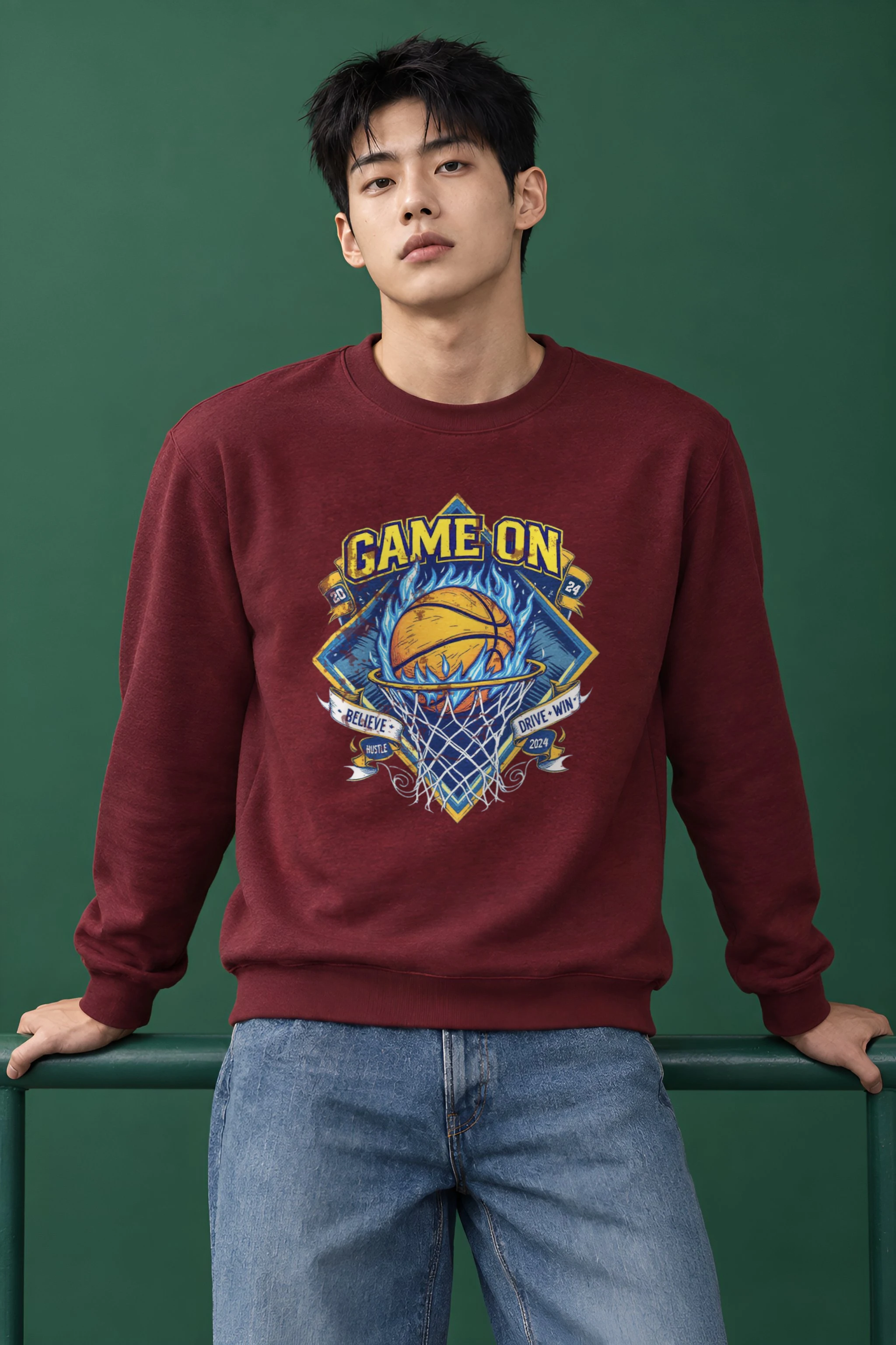 "Game On Emblem" Heavy Blend Unisex Crewneck Sweatshirt