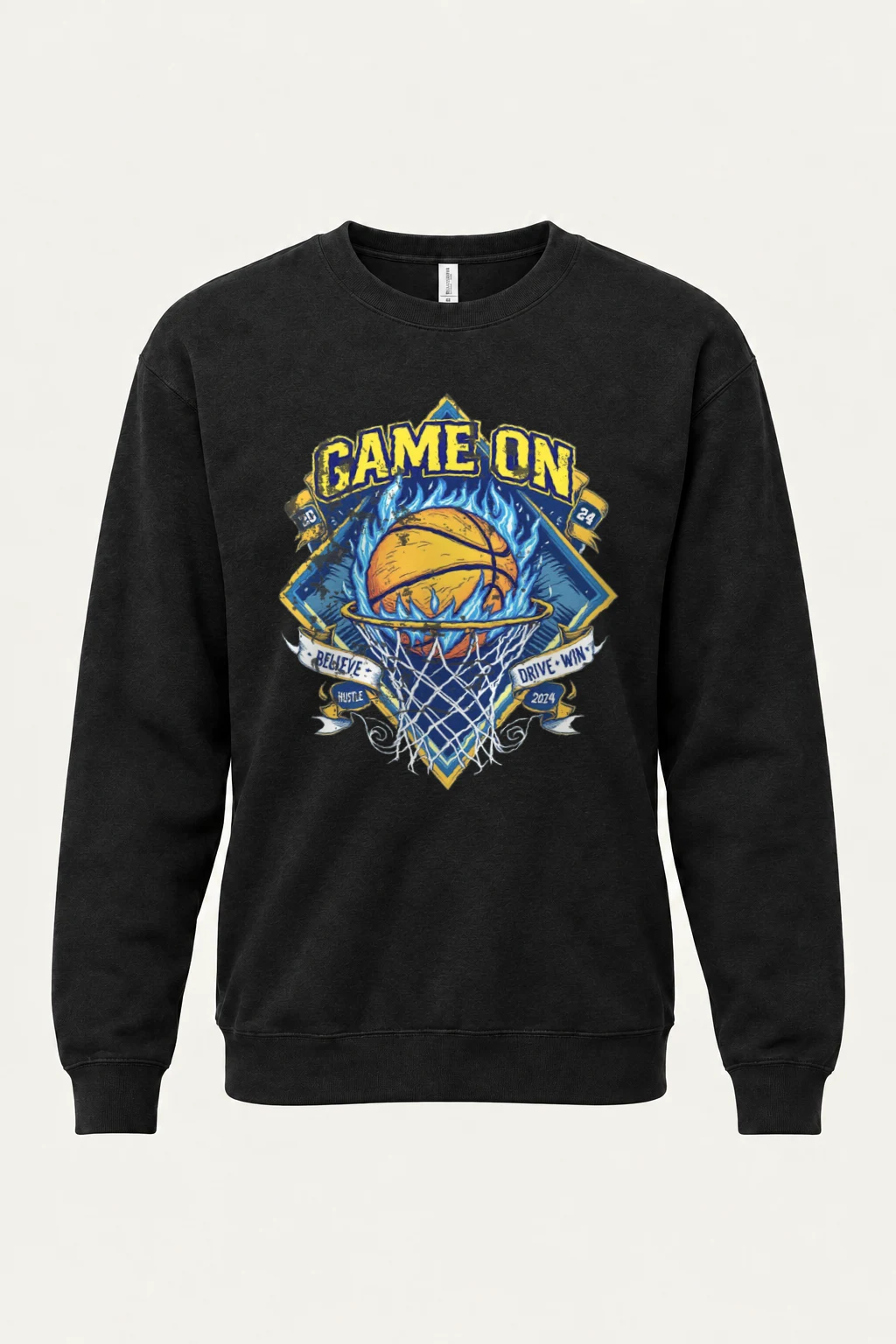 "Game On Emblem" Heavy Blend Unisex Crewneck Sweatshirt | Gildan 18000