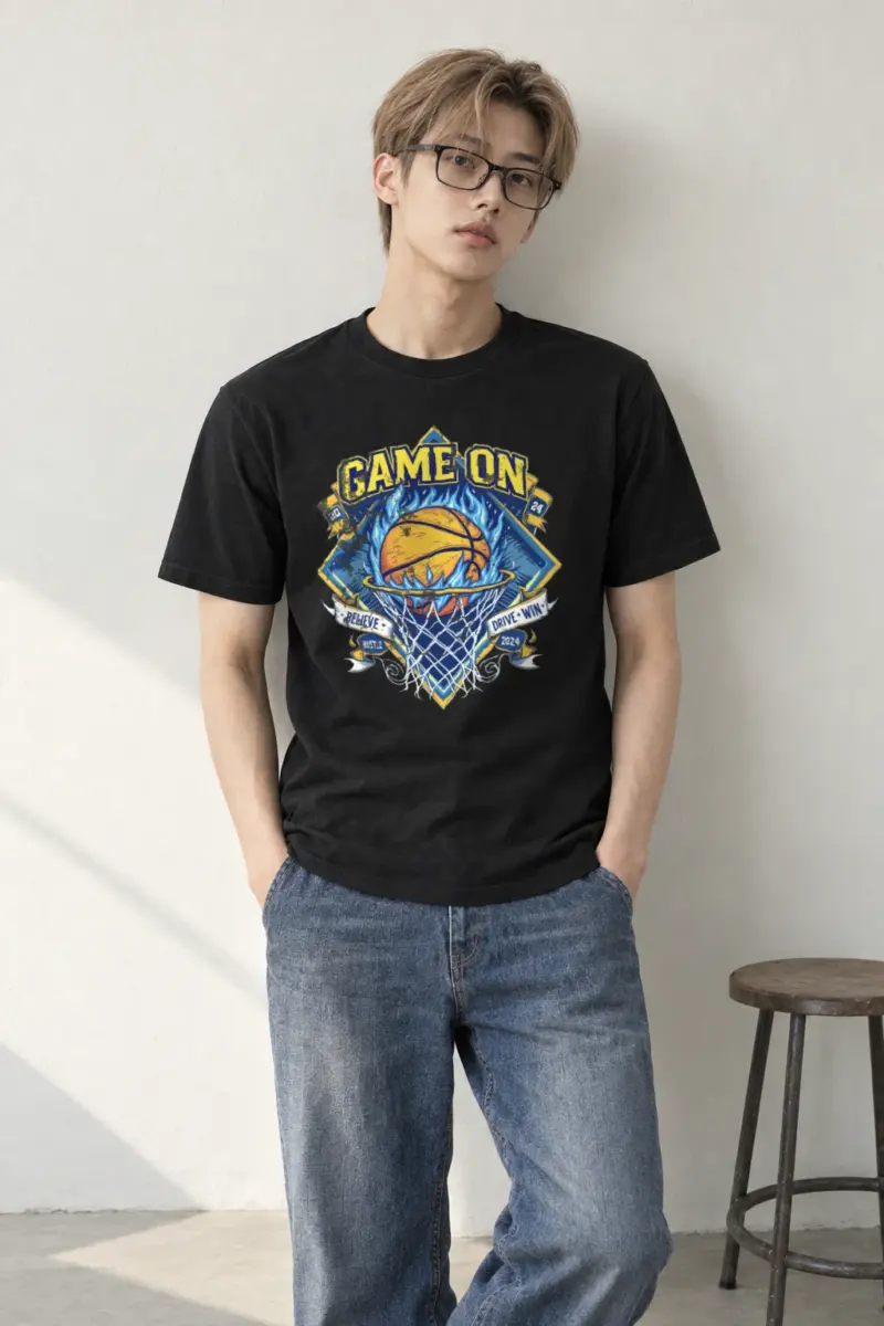 "Game On Flame" Heavyweight Unisex Crewneck T-shirt