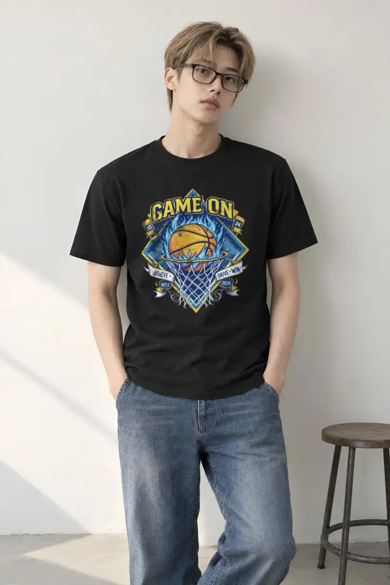 "Game On Flame" Heavyweight Unisex Crewneck T-shirt