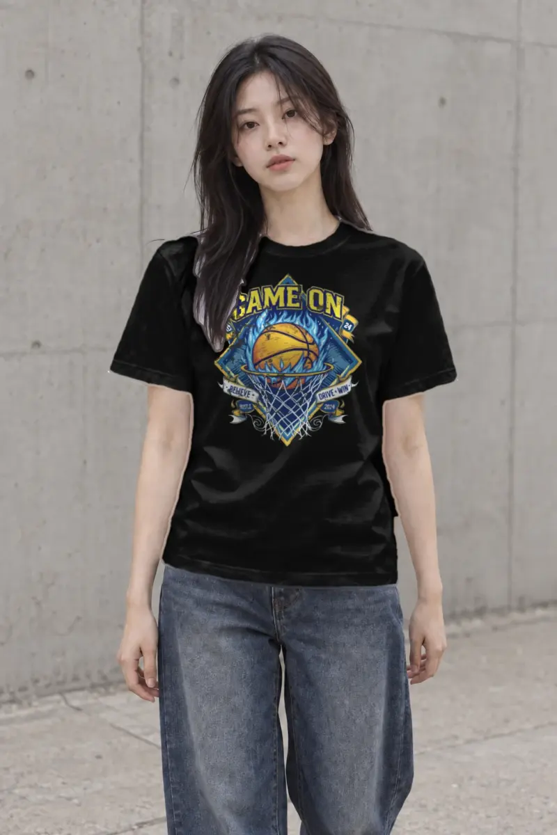 "Game On Flame" Heavyweight Unisex Crewneck T-shirt | Gildan 5000