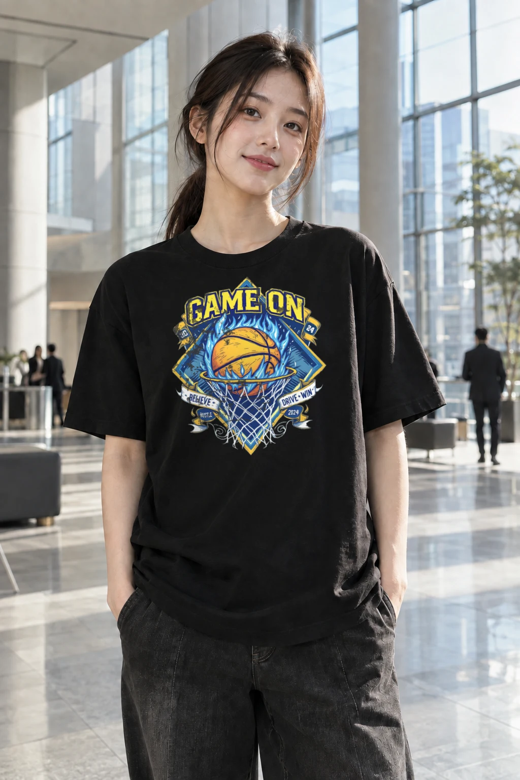 "Game On Flame" Heavyweight Unisex Crewneck T-shirt | Gildan 5000