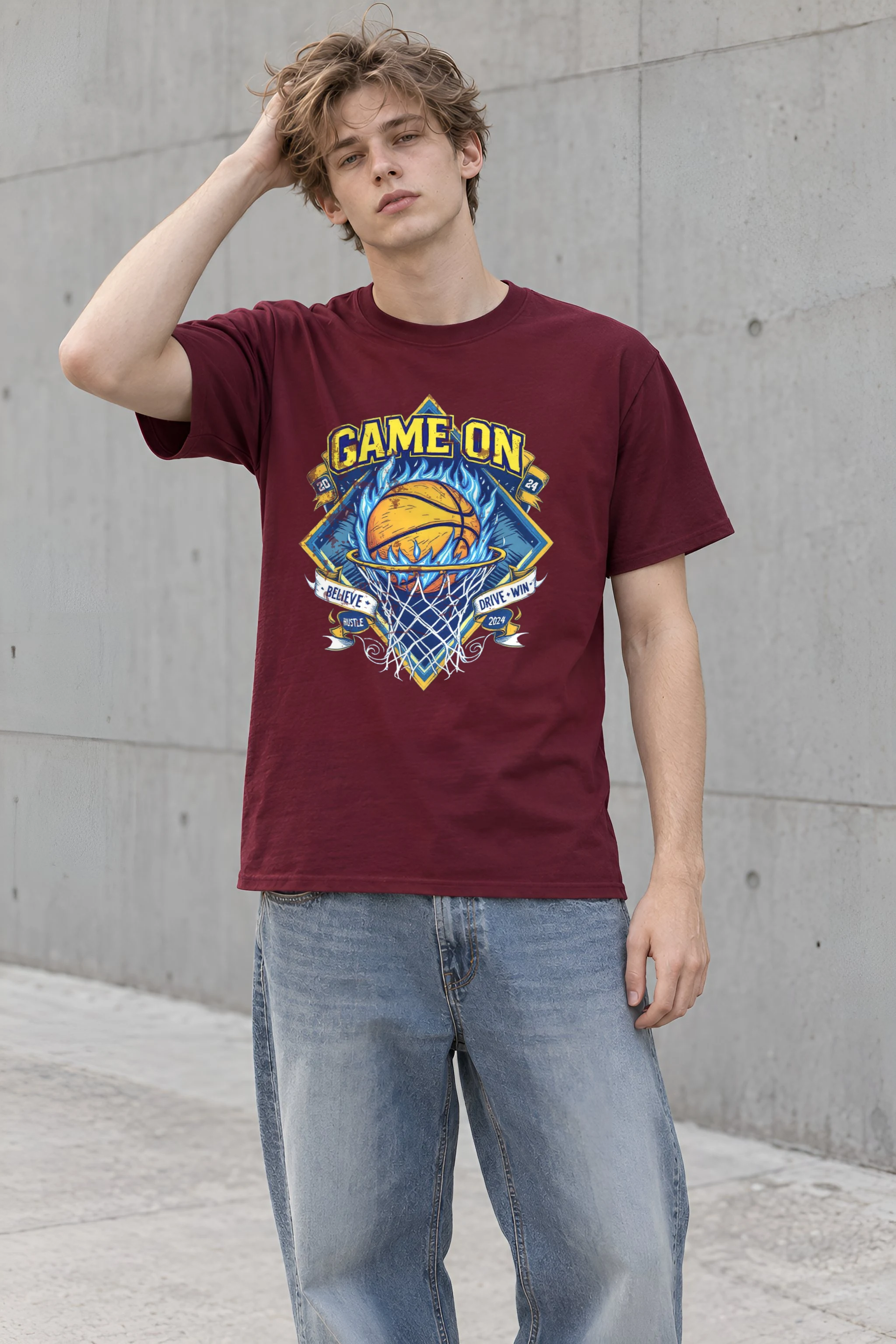 "Game On Flame" Heavyweight Unisex Crewneck T-shirt