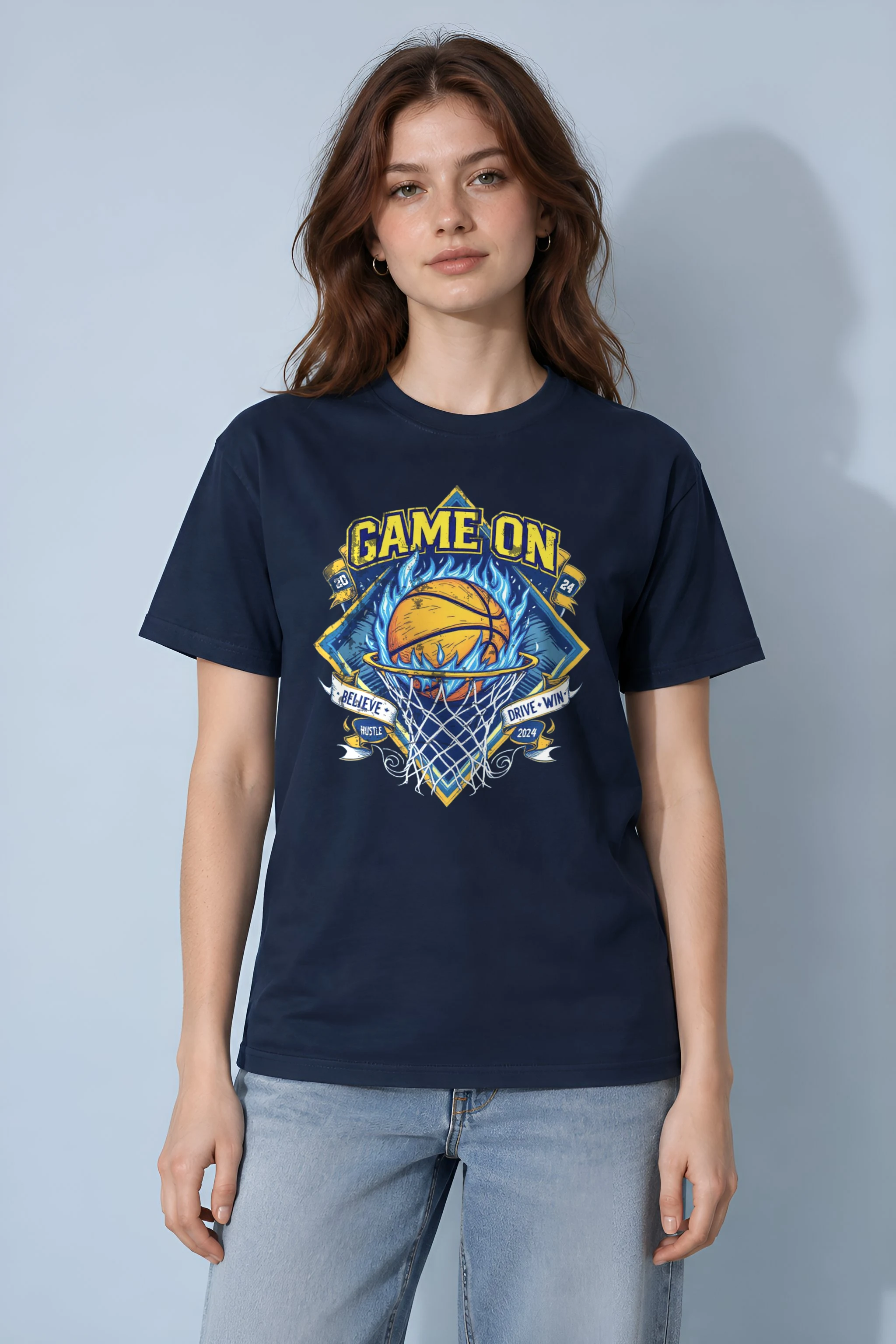 "Game On Flame" Heavyweight Unisex Crewneck T-shirt