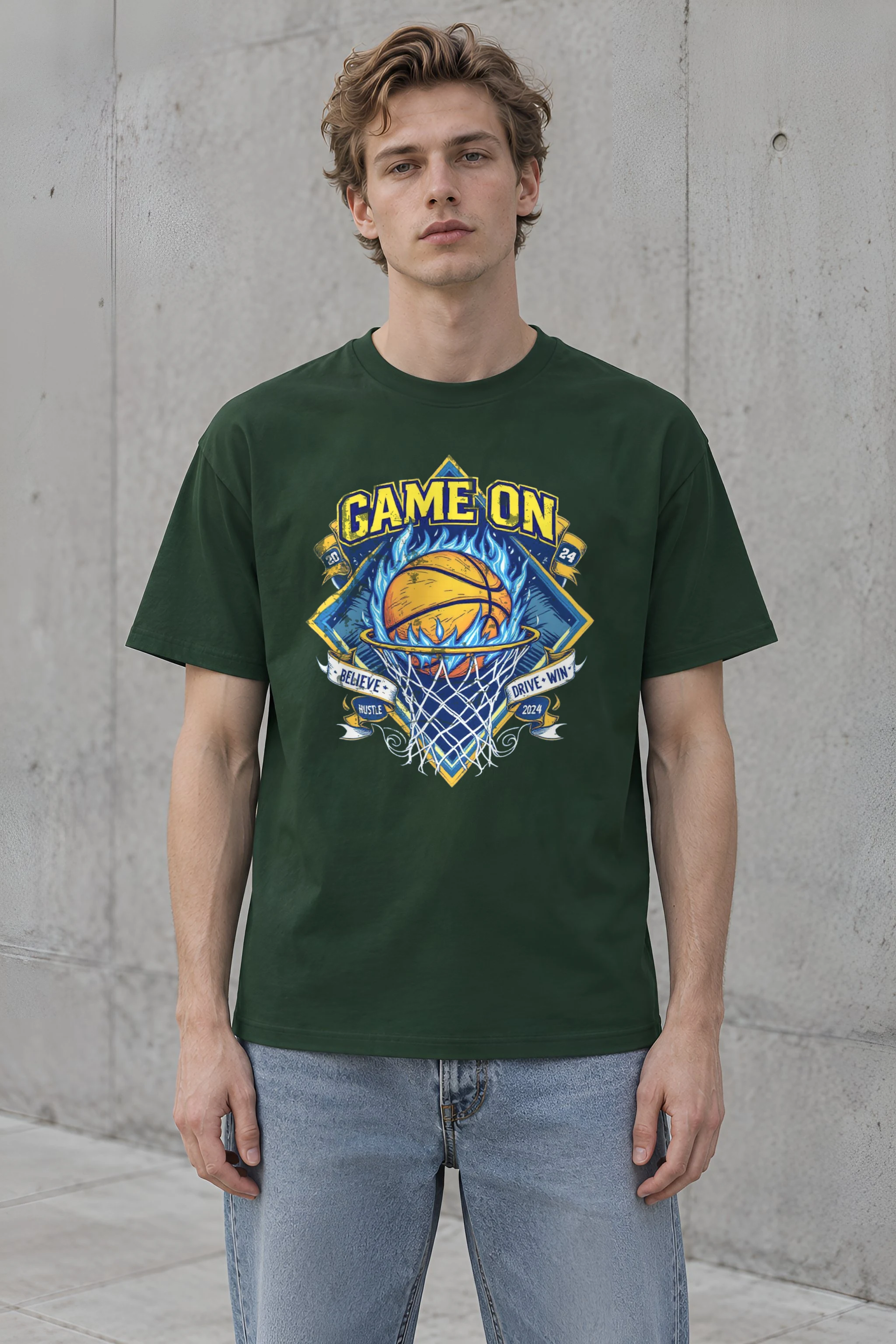 "Game On Flame" Heavyweight Unisex Crewneck T-shirt