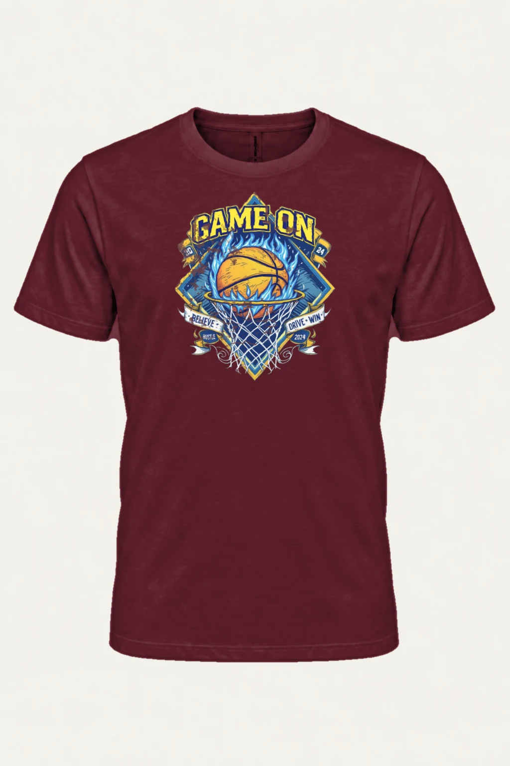"Game On Flame" Heavyweight Unisex Crewneck T-shirt | Gildan 5000