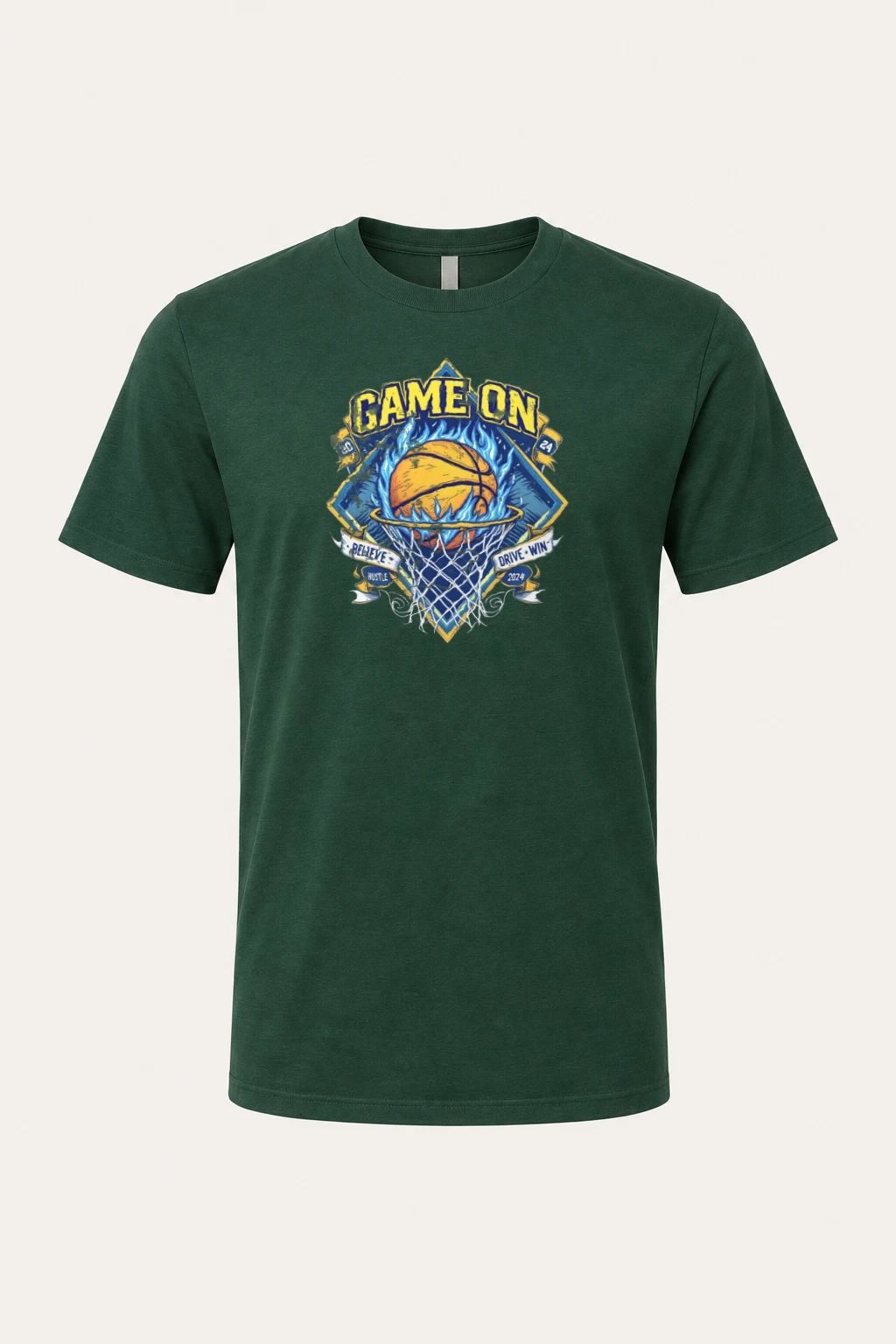 "Game On Flame" Heavyweight Unisex Crewneck T-shirt | Gildan 5000