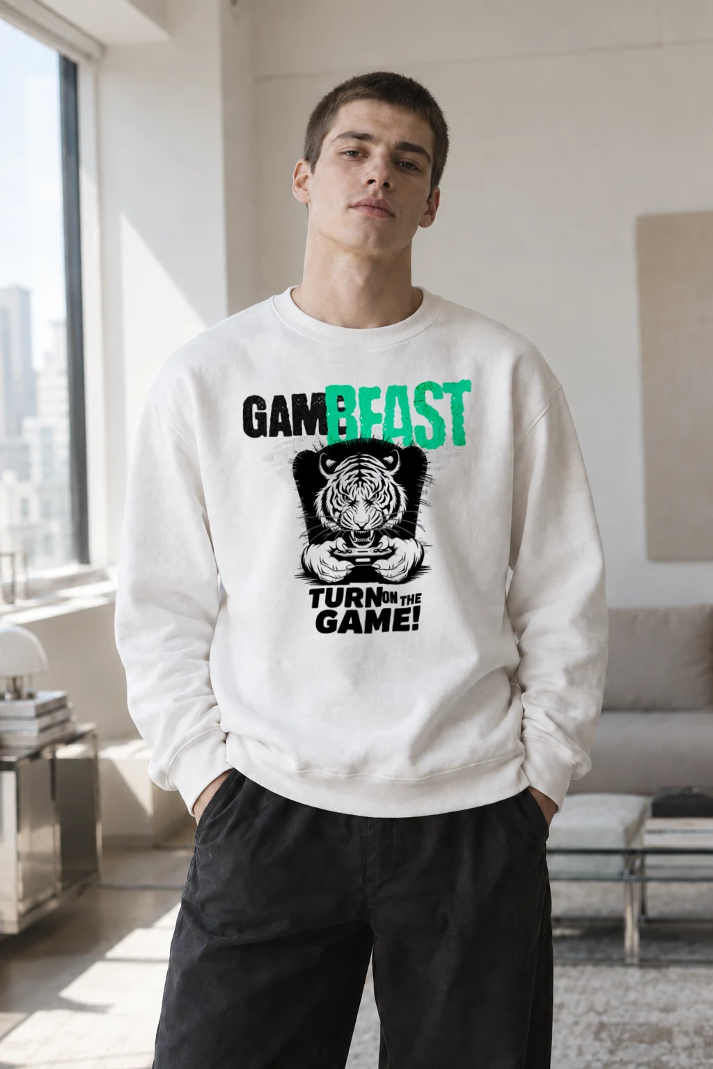 "Gamebeast Tiger" Heavy Blend Unisex Crewneck Sweatshirt | Gildan 18000