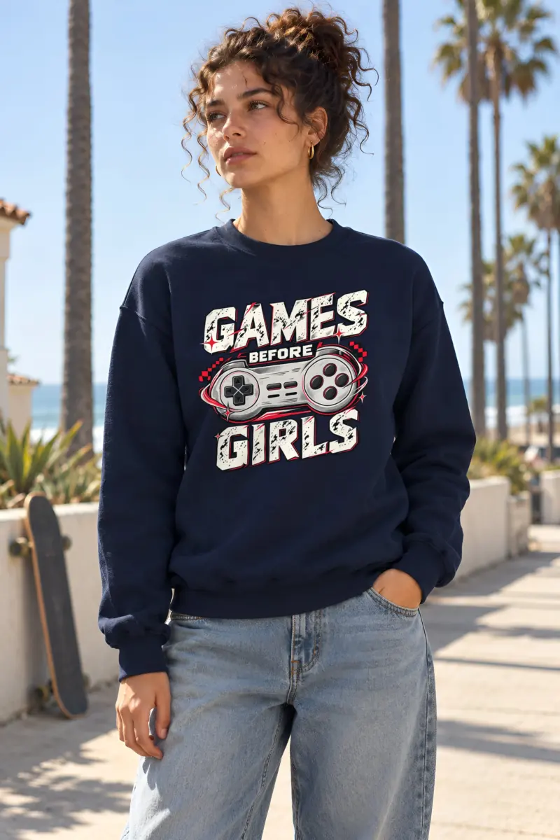 "Games Before Girls" Heavy Blend Unisex Crewneck Sweatshirt