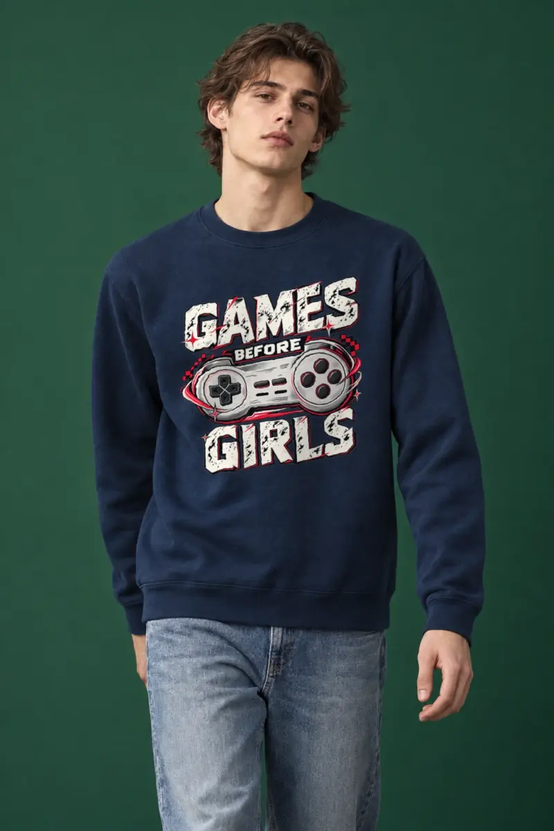 "Games Before Girls" Heavy Blend Unisex Crewneck Sweatshirt