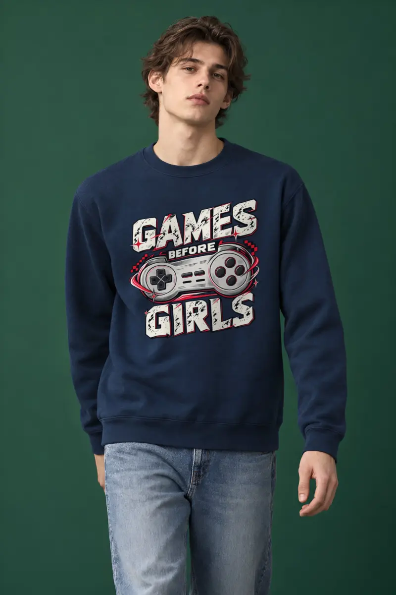 "Games Before Girls" Heavy Blend Unisex Crewneck Sweatshirt