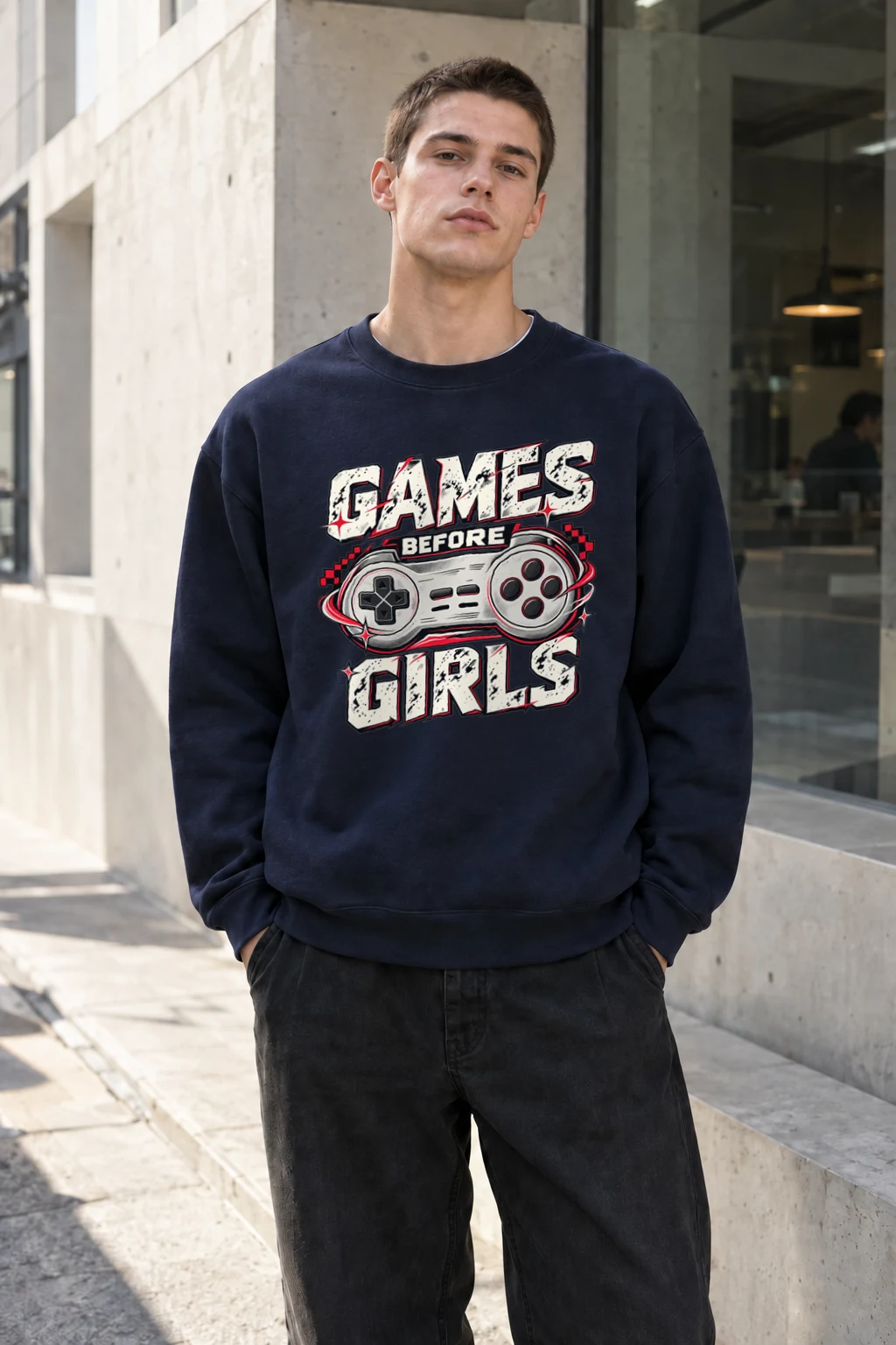 "Games Before Girls" Heavy Blend Unisex Crewneck Sweatshirt | Gildan 18000