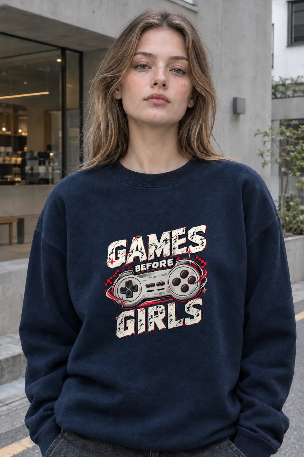 "Games Before Girls" Heavy Blend Unisex Crewneck Sweatshirt | Gildan 18000