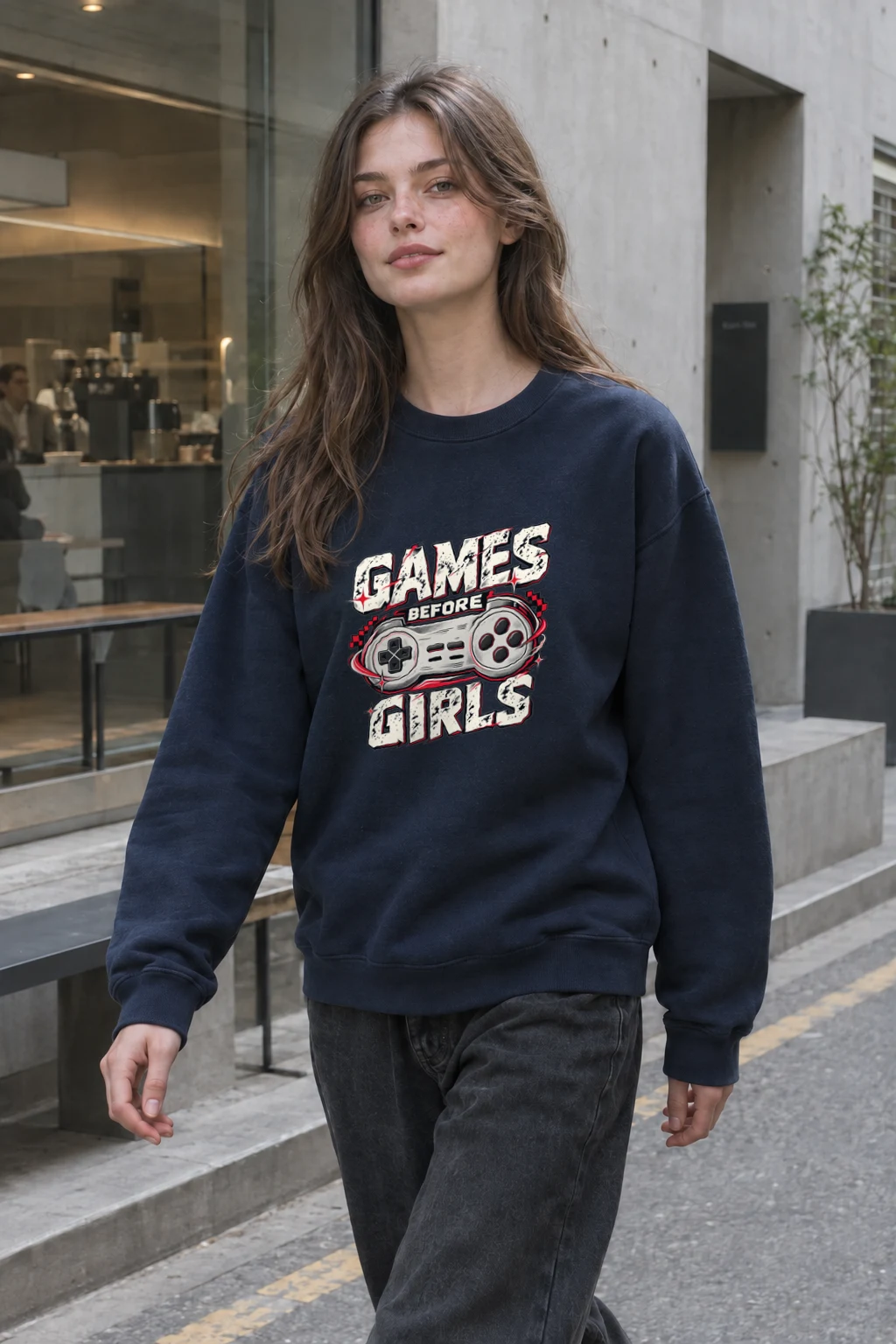 "Games Before Girls" Heavy Blend Unisex Crewneck Sweatshirt | Gildan 18000