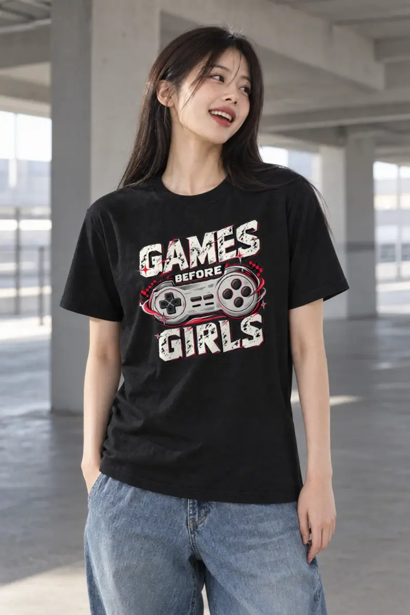 "Games Before Girls" Heavyweight Unisex Crewneck T-shirt