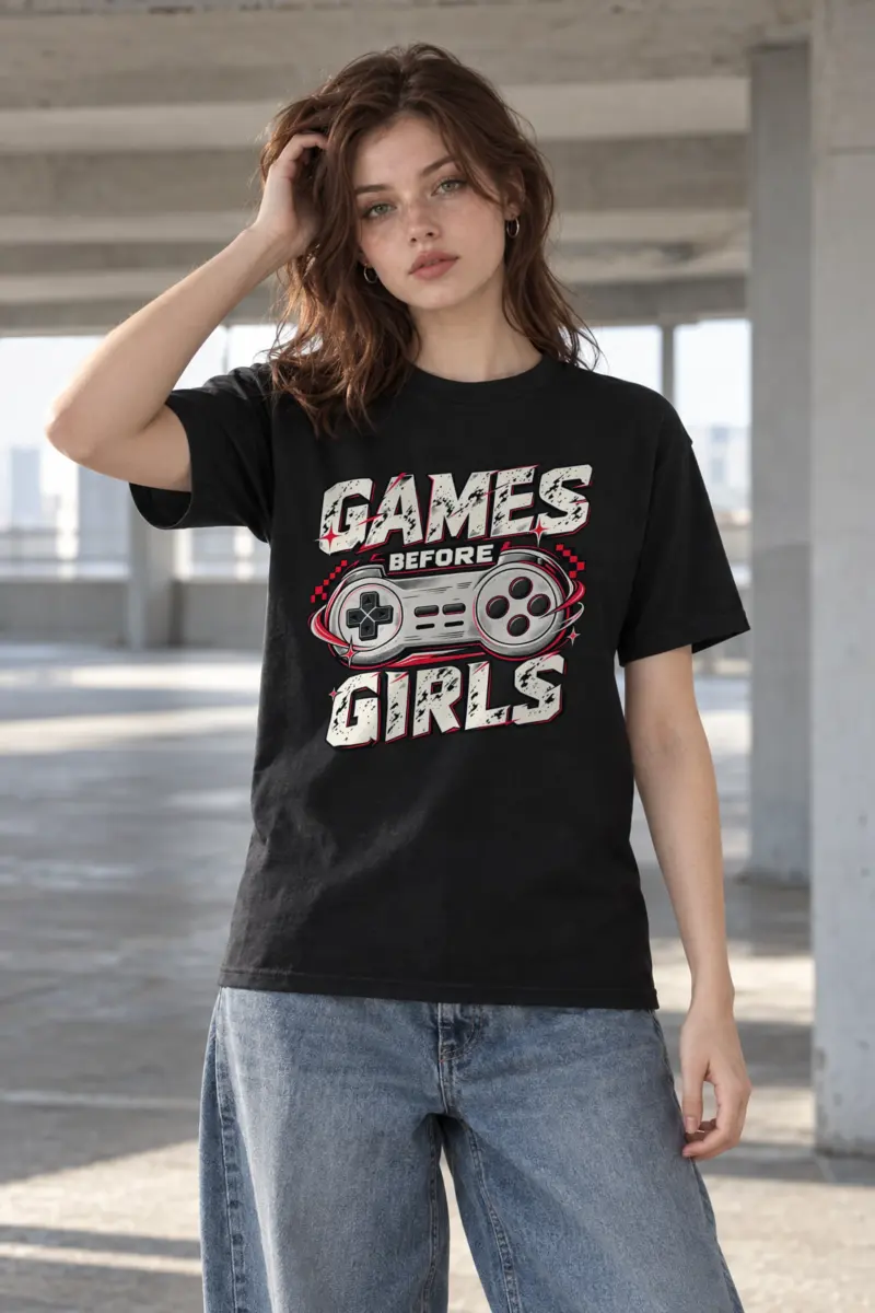 "Games Before Girls" Heavyweight Unisex Crewneck T-shirt