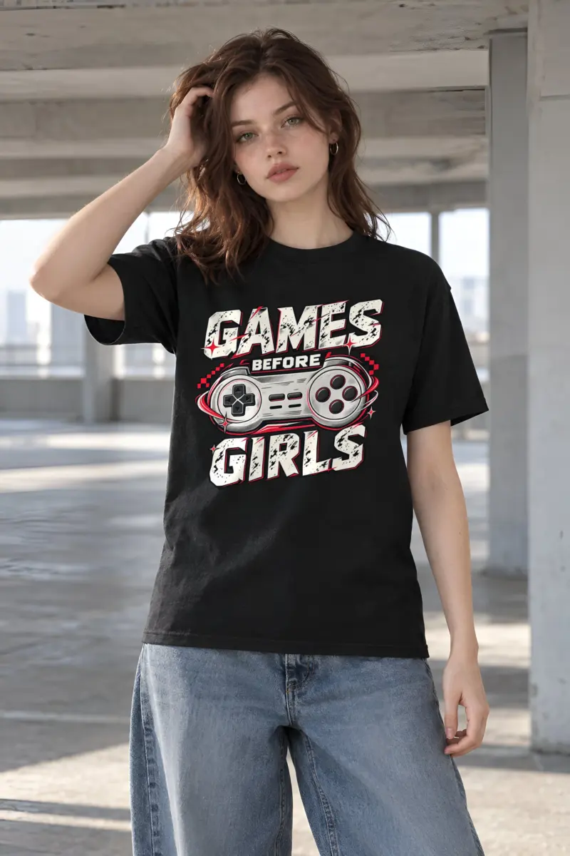 "Games Before Girls" Heavyweight Unisex Crewneck T-shirt