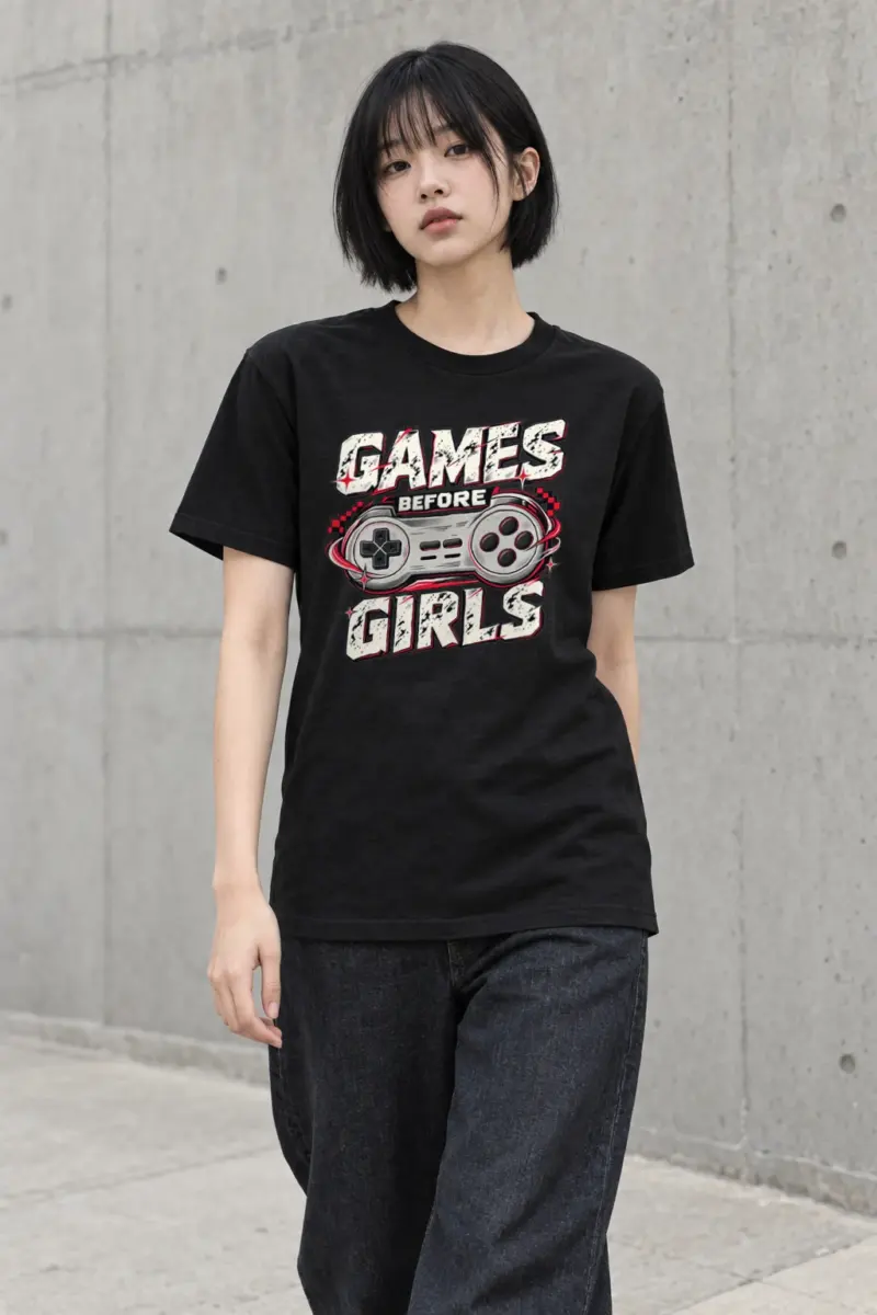 "Games Before Girls" Heavyweight Unisex Crewneck T-shirt