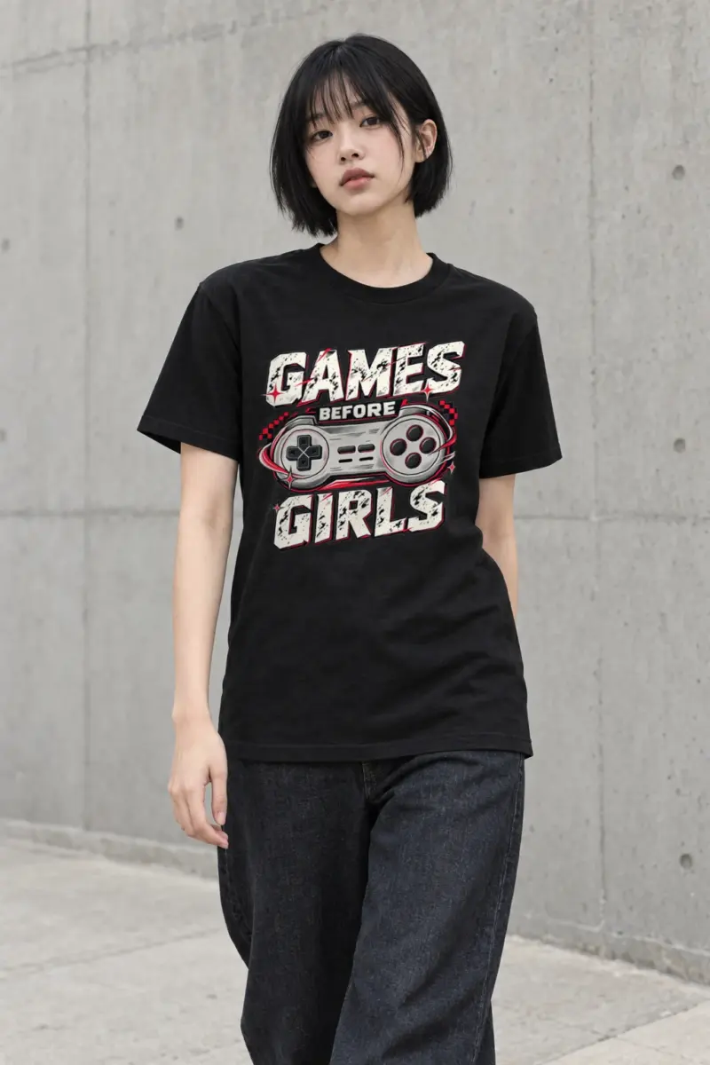 "Games Before Girls" Heavyweight Unisex Crewneck T-shirt