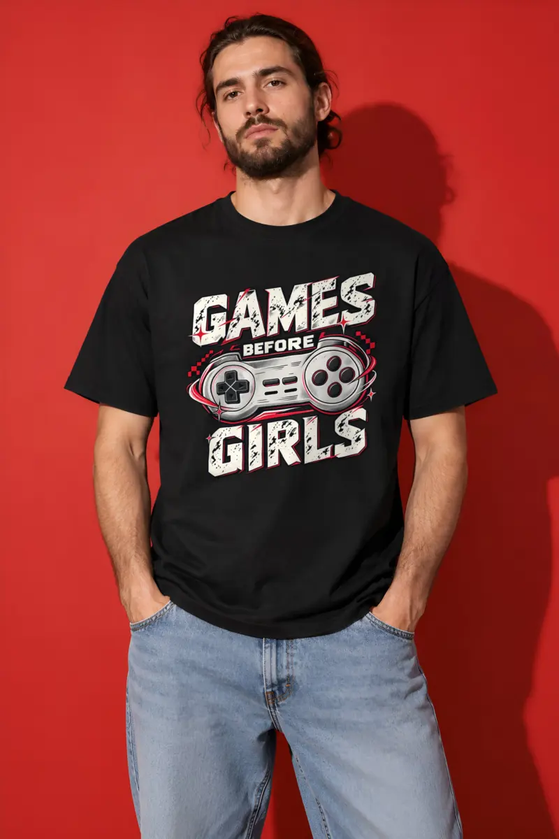 "Games Before Girls" Heavyweight Unisex Crewneck T-shirt