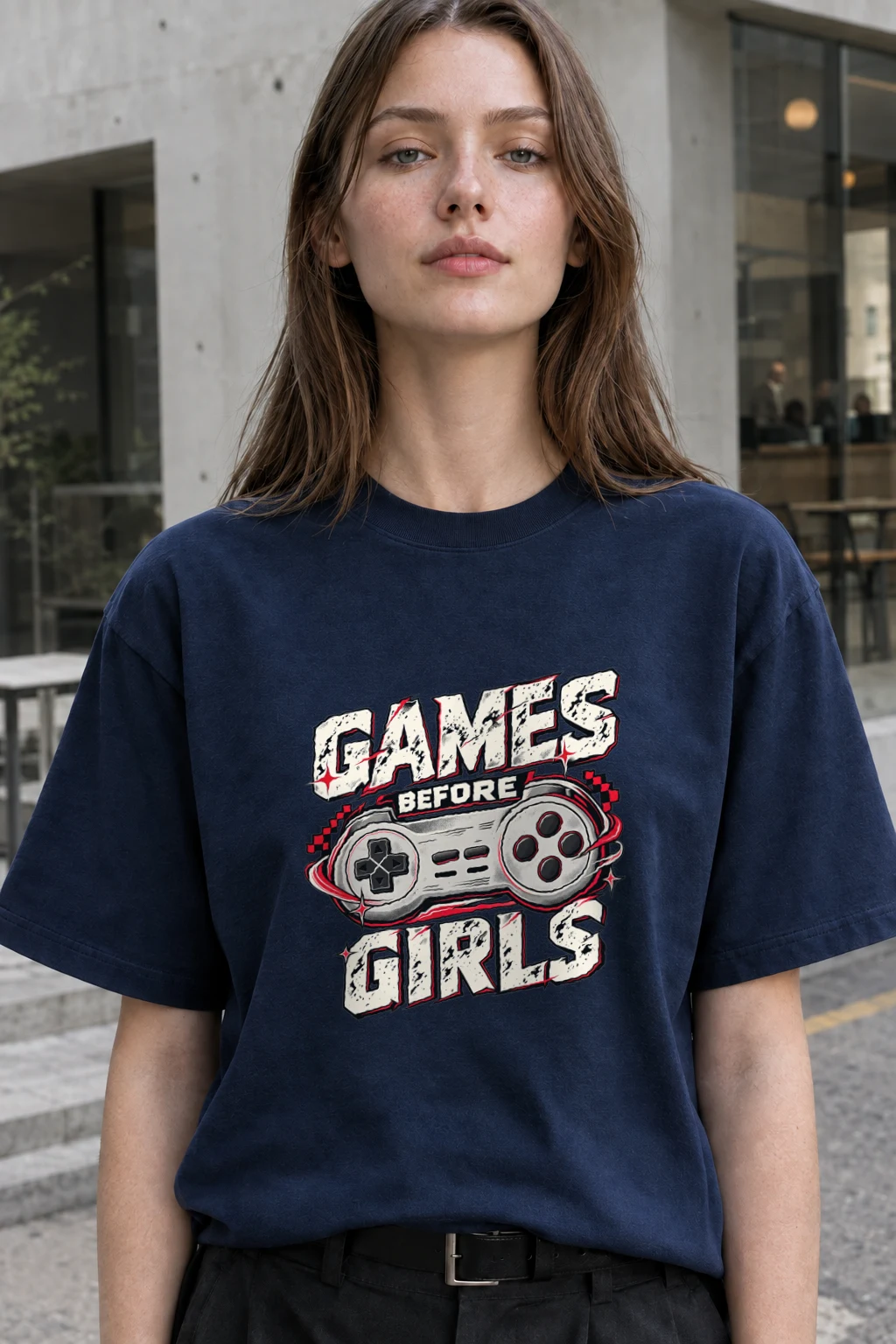 "Games Before Girls" Heavyweight Unisex Crewneck T-shirt | Gildan 5000