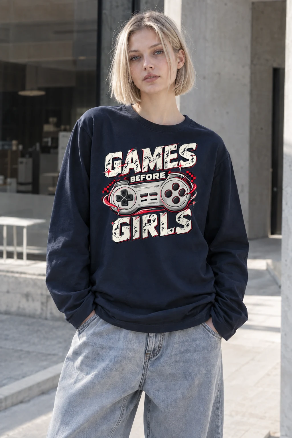 "Games Before Girls" Unisex Longsleeve T-shirt | Gildan 2400