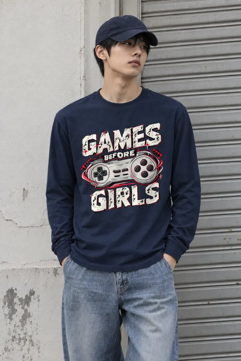 "Games Before Girls" Unisex Longsleeve T-shirt | Gildan 2400