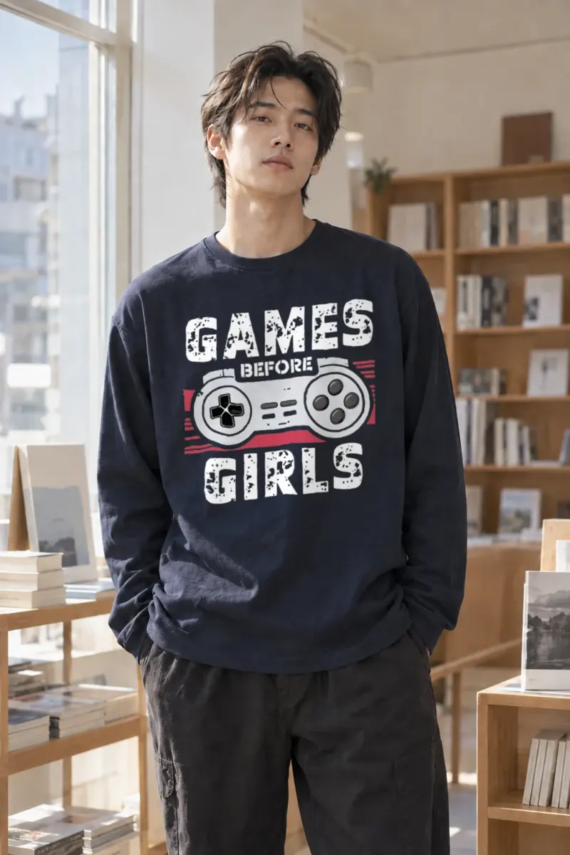 "Games Before Girls" Unisex Longsleeve T-shirt | Gildan 2400