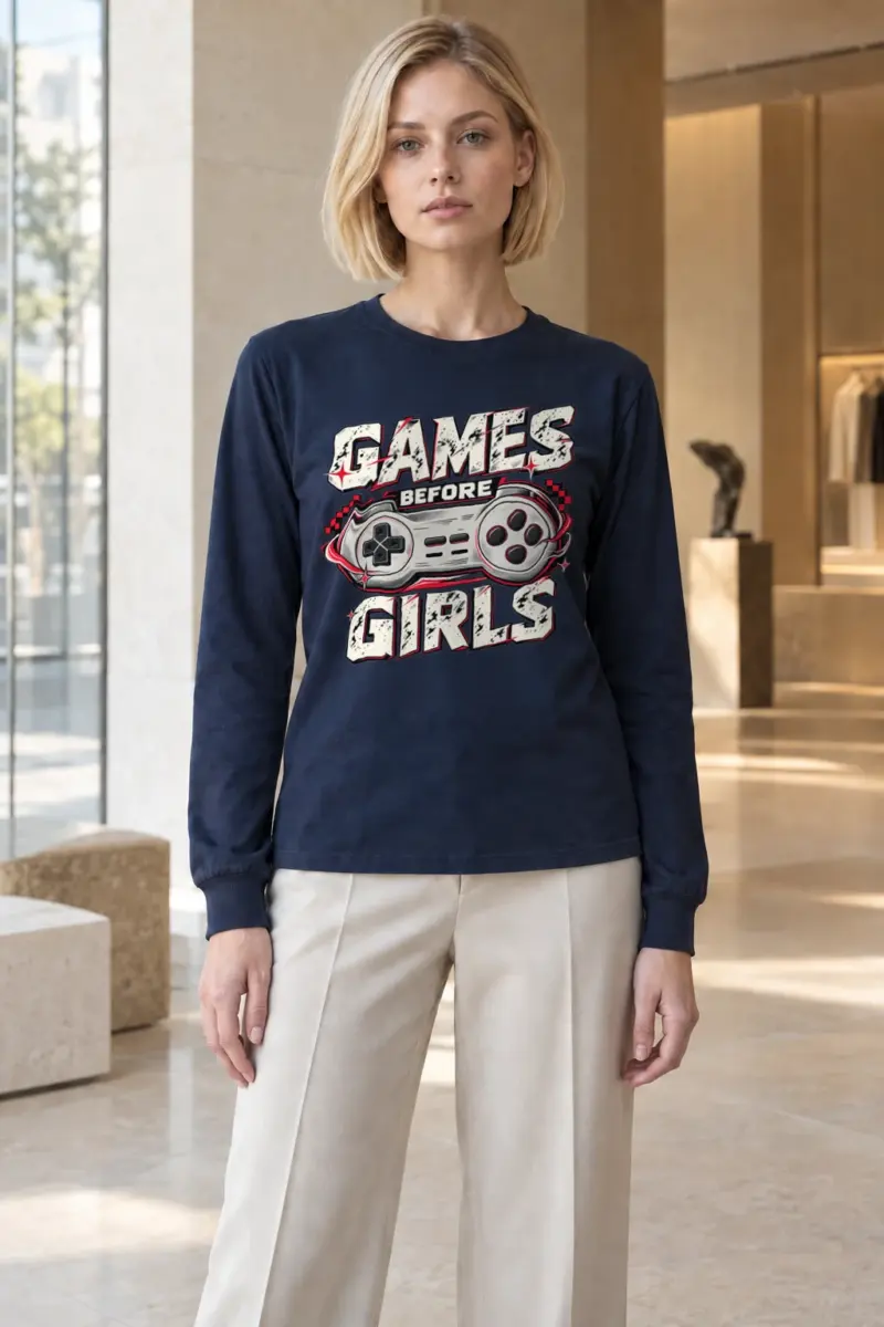 "Games Before Girls" Unisex Longsleeve T-shirt | Gildan 2400