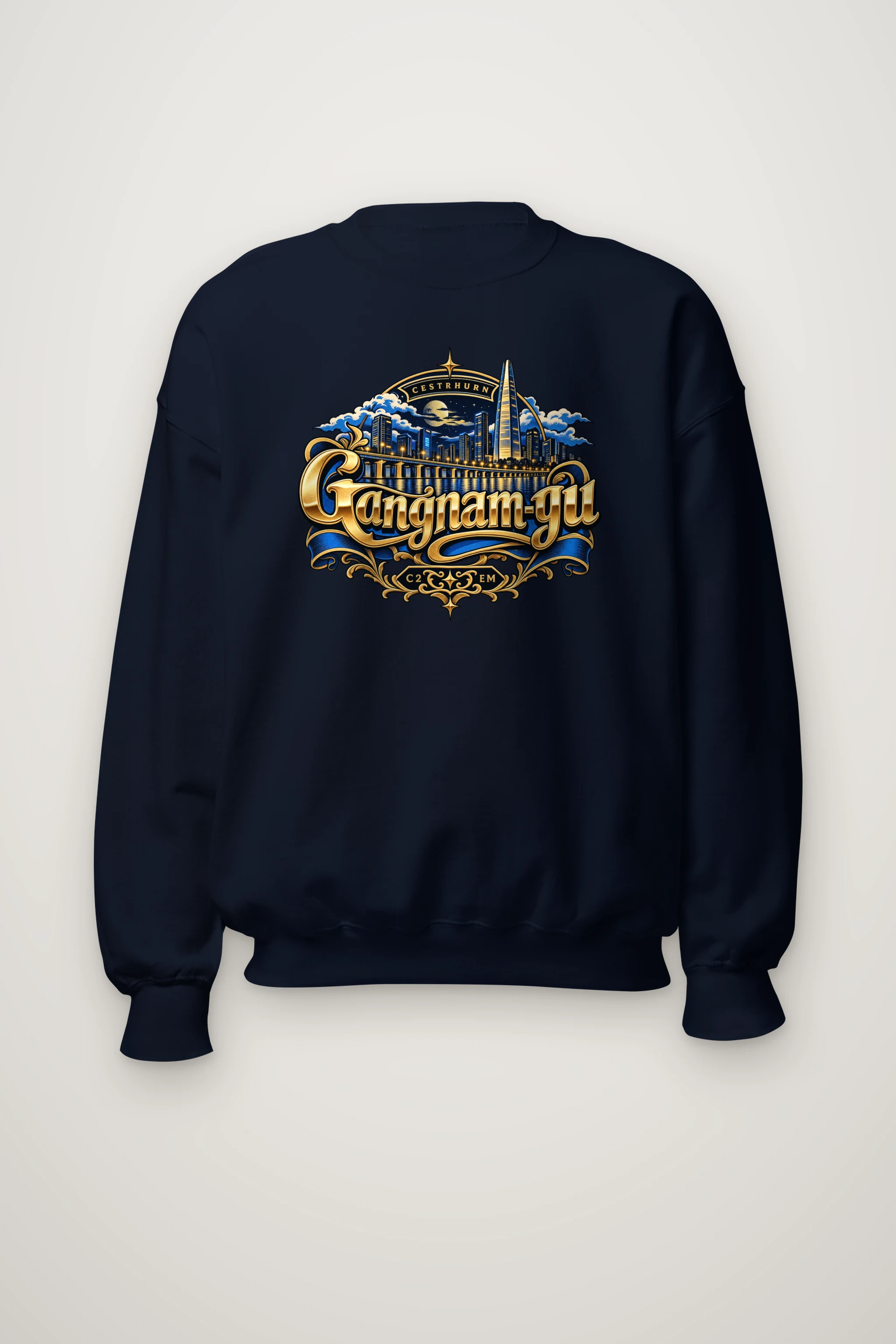 "Gold Skyline Reflection" Heavy Blend Unisex Crewneck Sweatshirt