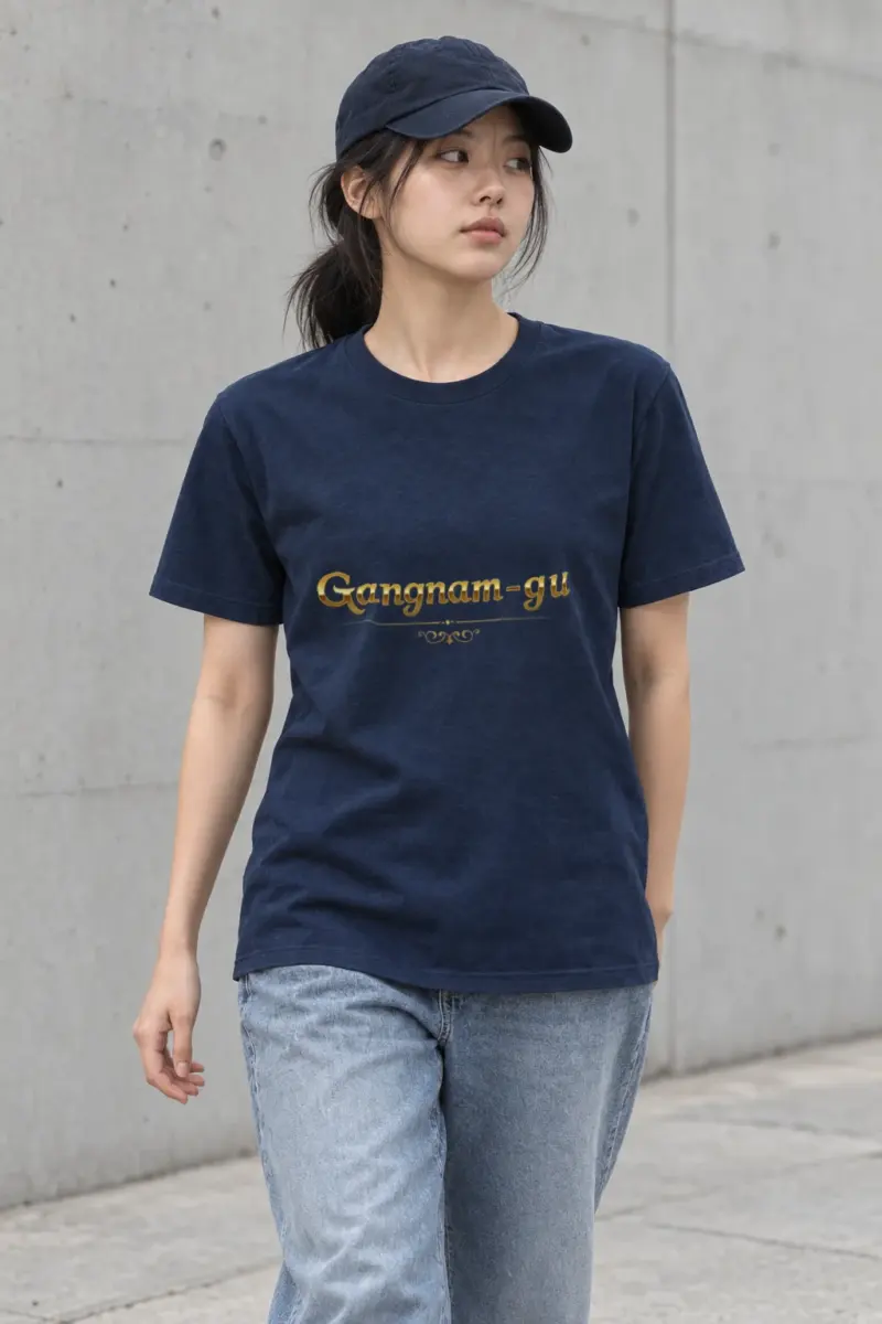 "Gangnam-gu Gold Emblem" Heavyweight Unisex Crewneck T-shirt