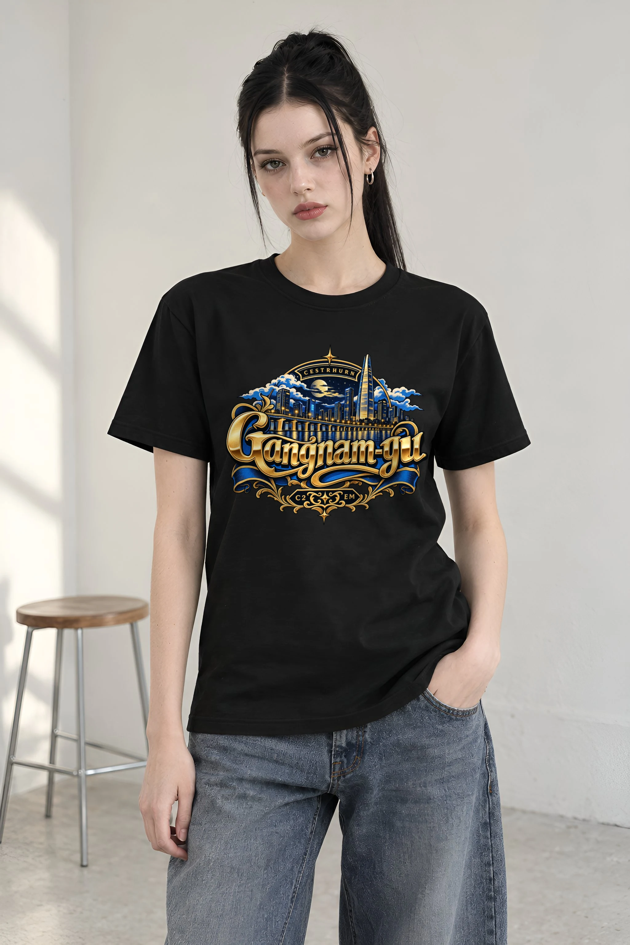 "Cestrhurn Skyline Emblem" Heavyweight Unisex Crewneck T-shirt
