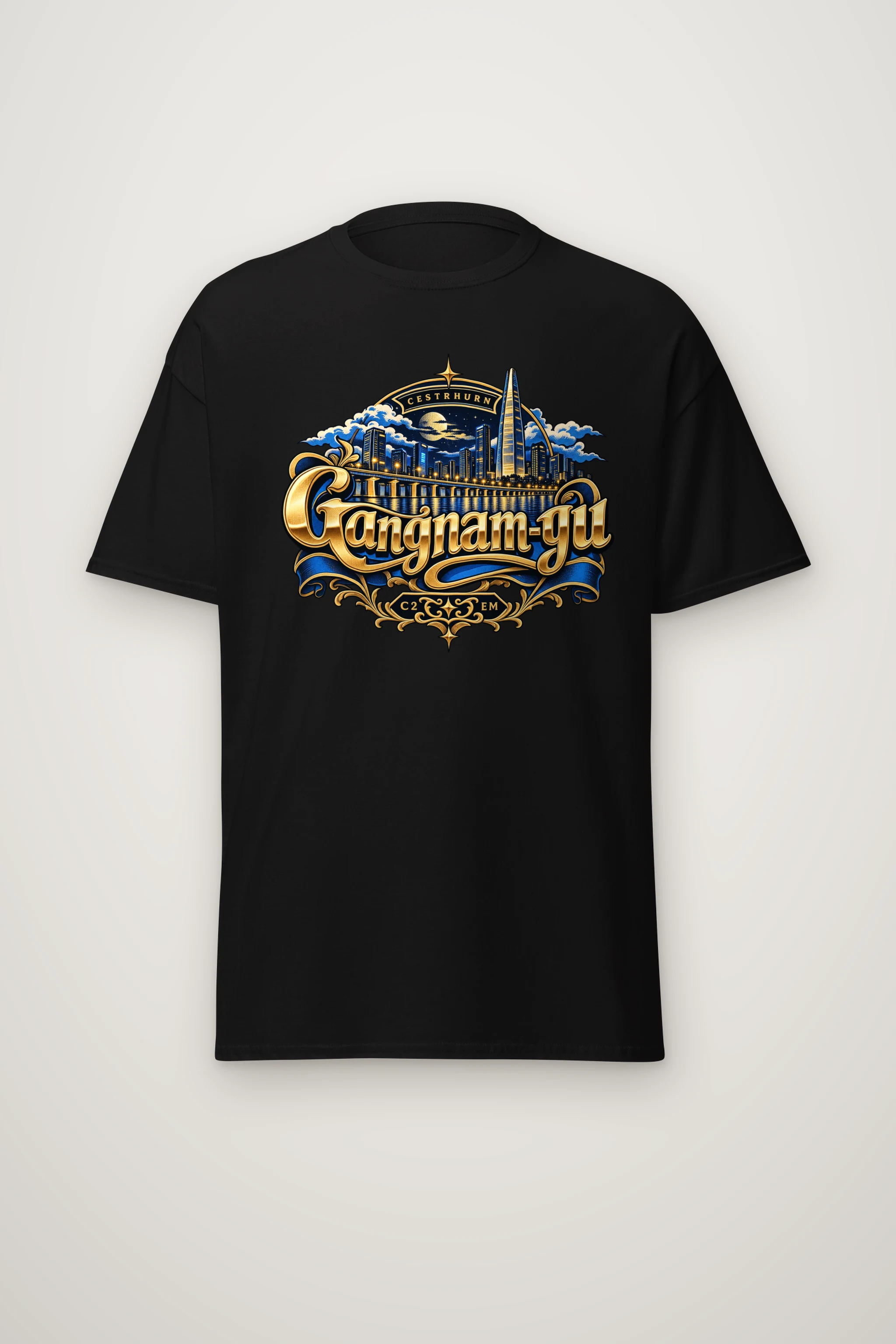 "Cestrhurn Skyline Emblem" Heavyweight Unisex Crewneck T-shirt