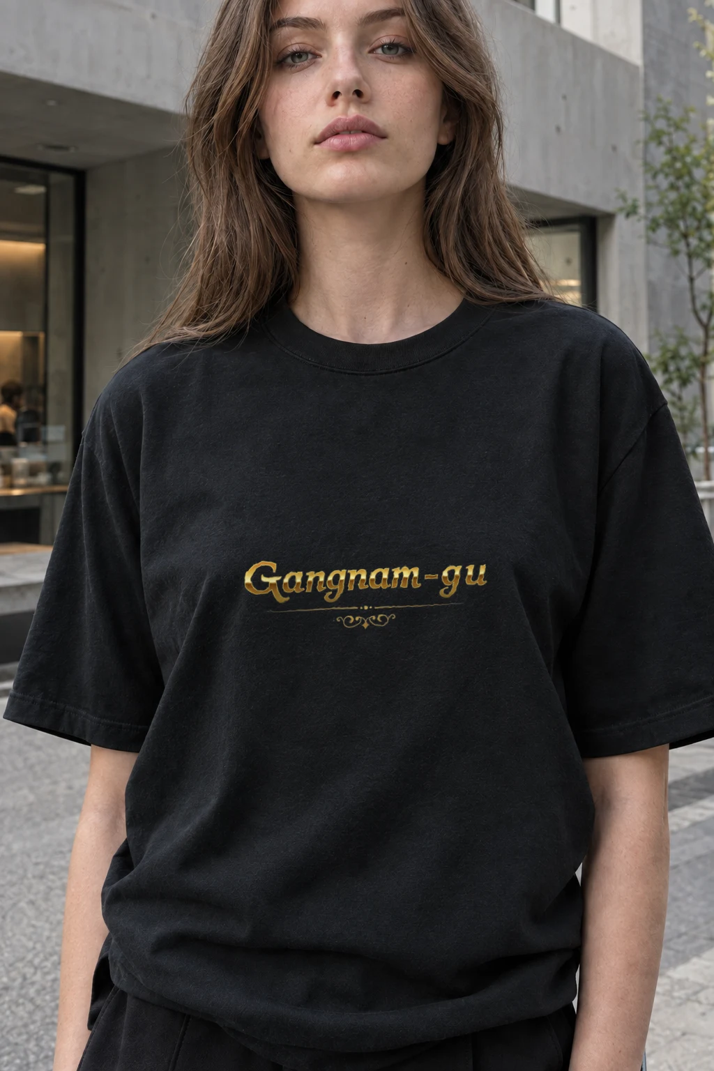 "Gangnam-gu Gold Emblem" Heavyweight Unisex Crewneck T-shirt | Gildan 5000