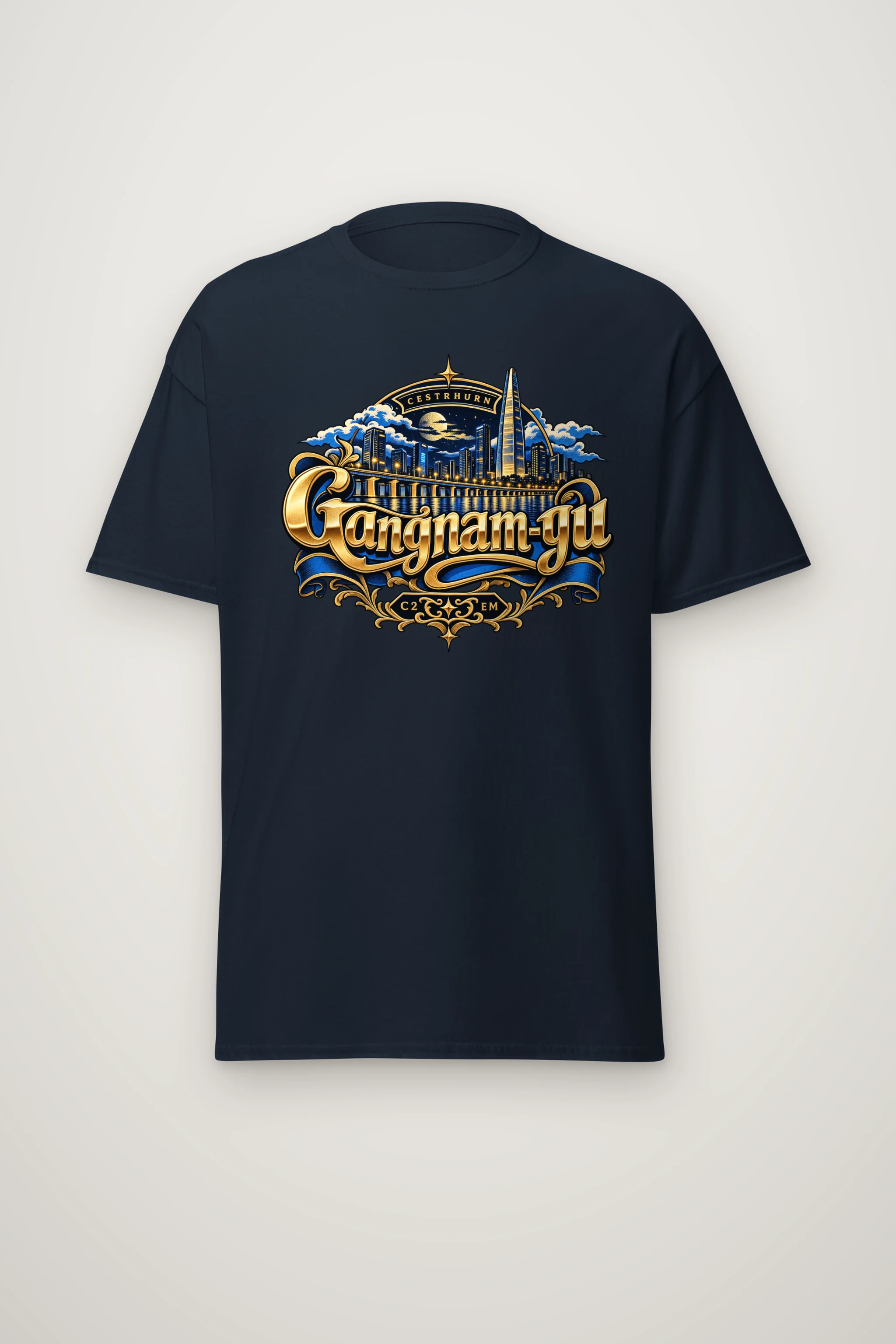 "Cestrhurn Skyline Emblem" Heavyweight Unisex Crewneck T-shirt