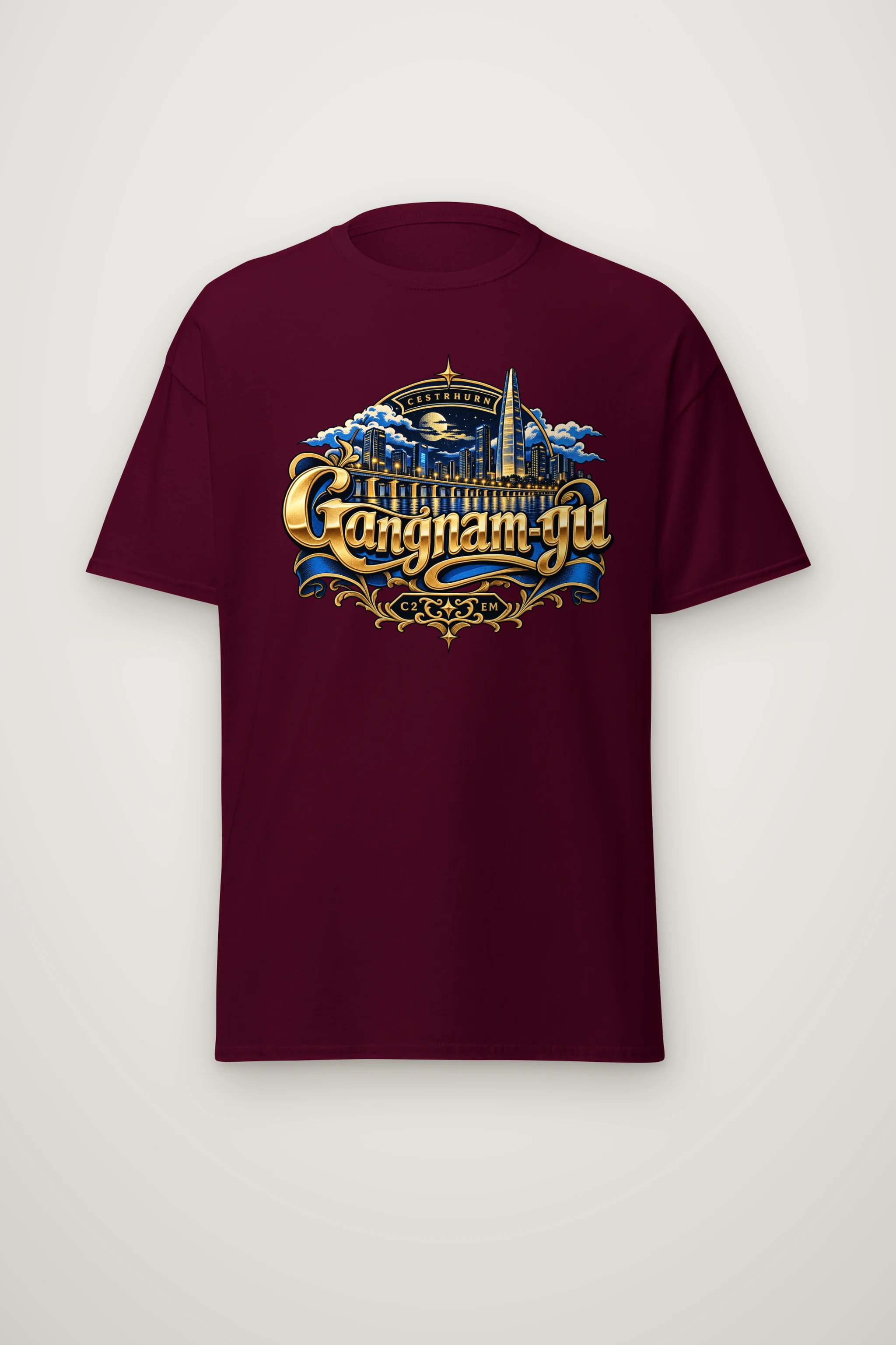 "Cestrhurn Skyline Emblem" Heavyweight Unisex Crewneck T-shirt